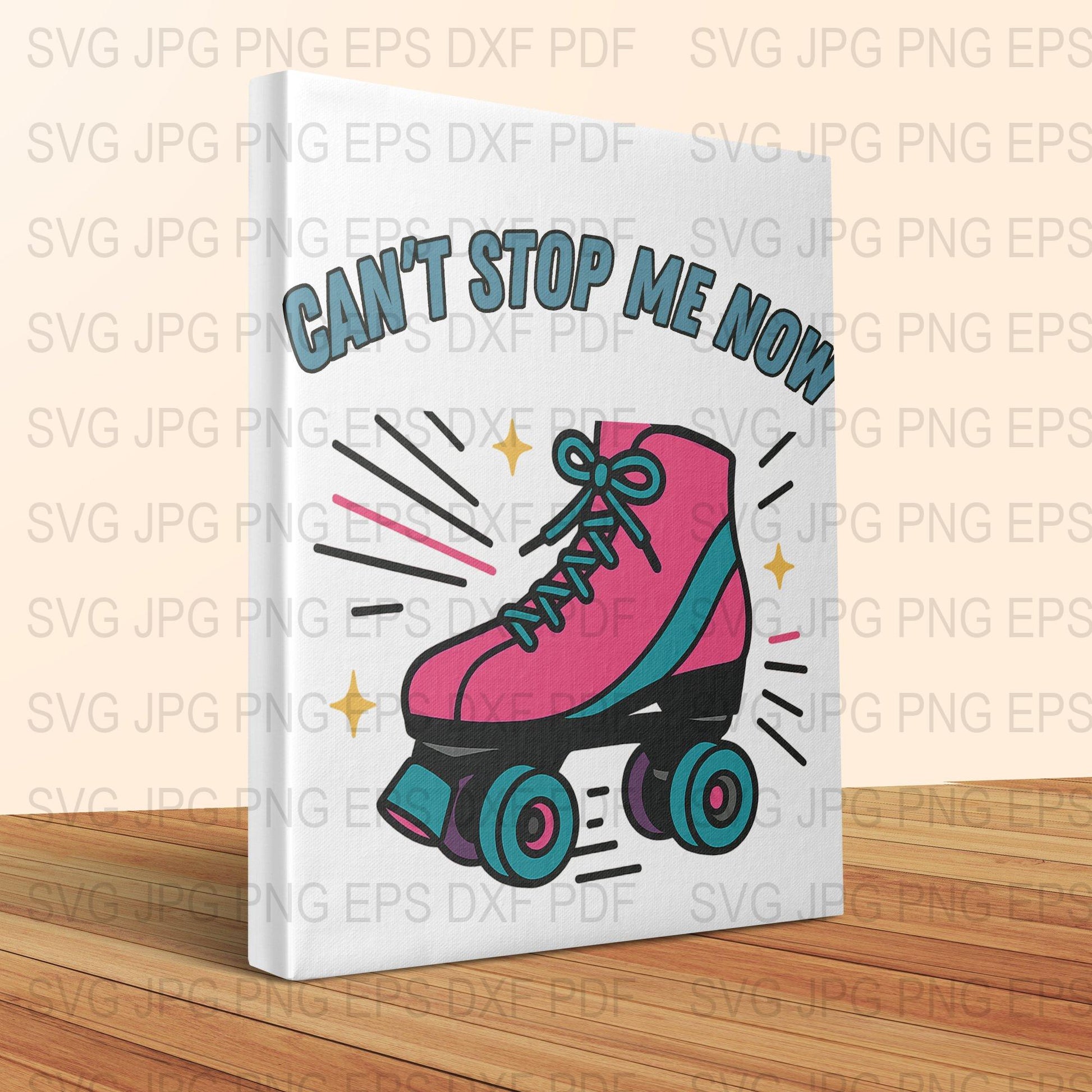 Retro Roller Skate Art Print, Colorful Motivational Wall Decor, svg jpg eps Files