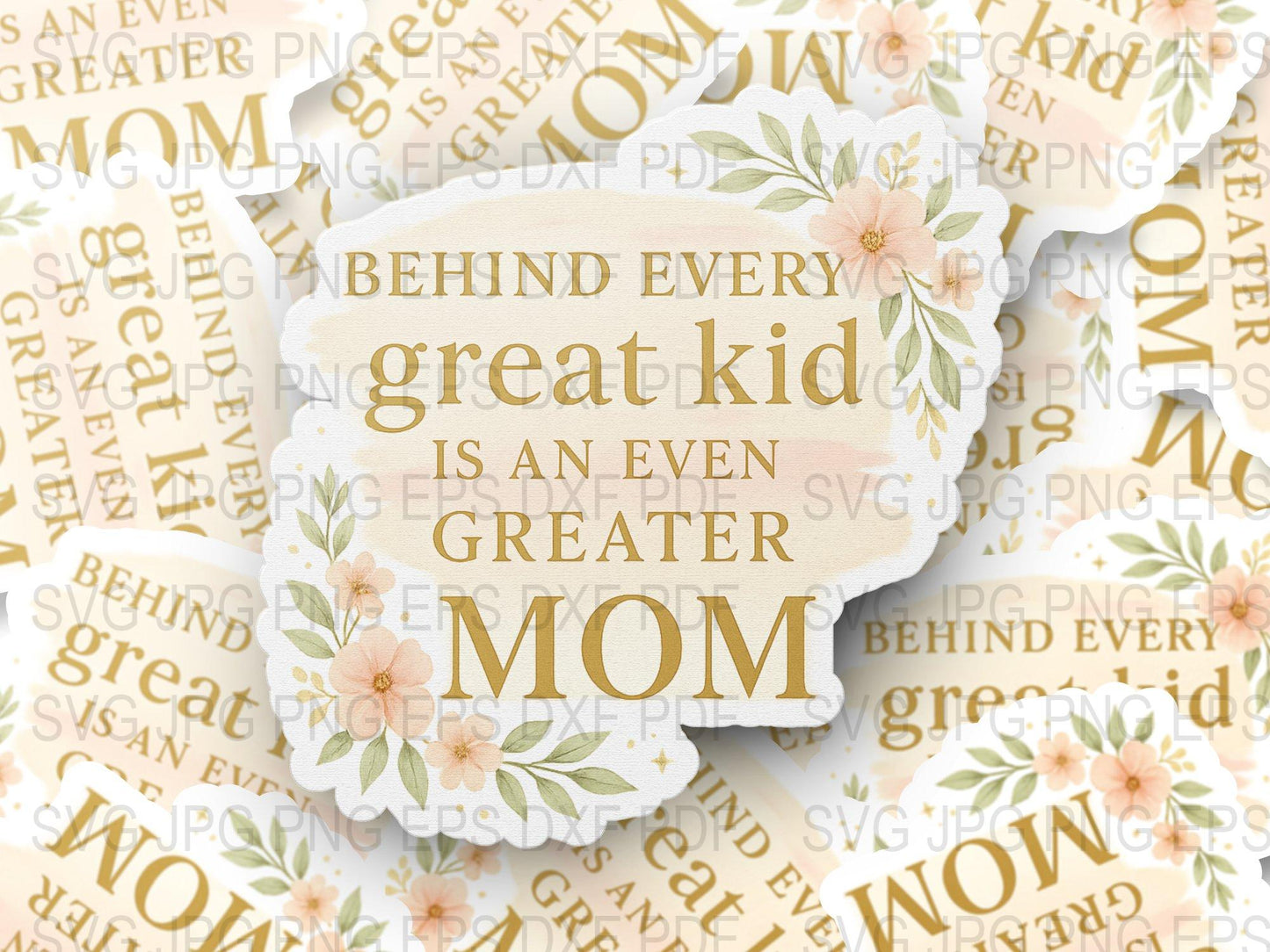 Inspirational Mom Quote Wall Art, Floral Design, Great Kid Great Mom, Home Decor Sign, Mother's Day Gift, Shabby Chic Decor