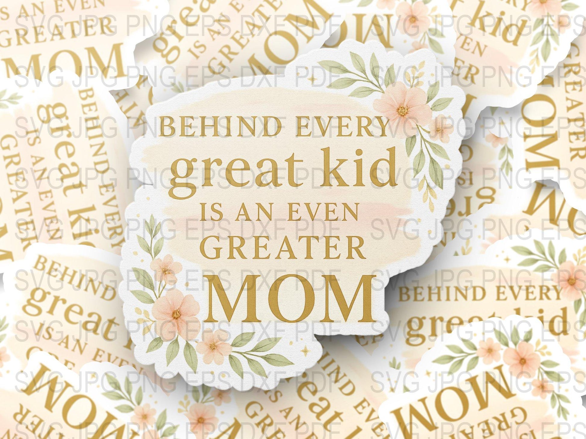 Inspirational Mom Quote Wall Art, Floral Design, Great Kid Great Mom, Home Decor Sign, Mother's Day Gift, Shabby Chic Decor