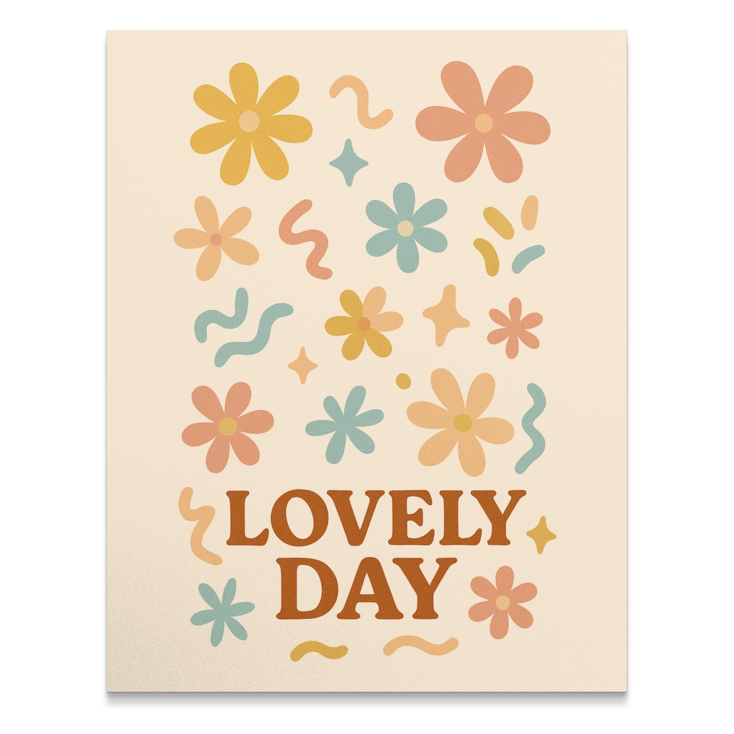 Lovely Day Floral Poster, Colorful Spring Flowers Print, Wall Art Decor, Cheerful Home Decoration