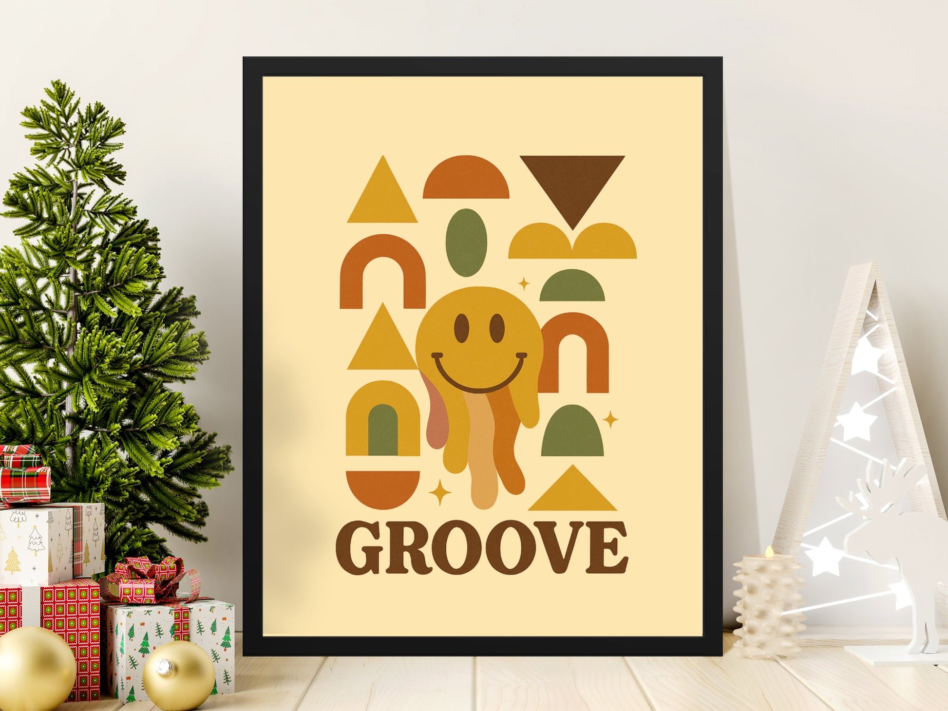 Colorful Abstract Groove Poster, Modern Wall Art, Retro Home Decor, Geometric Shapes Print, Gift Idea