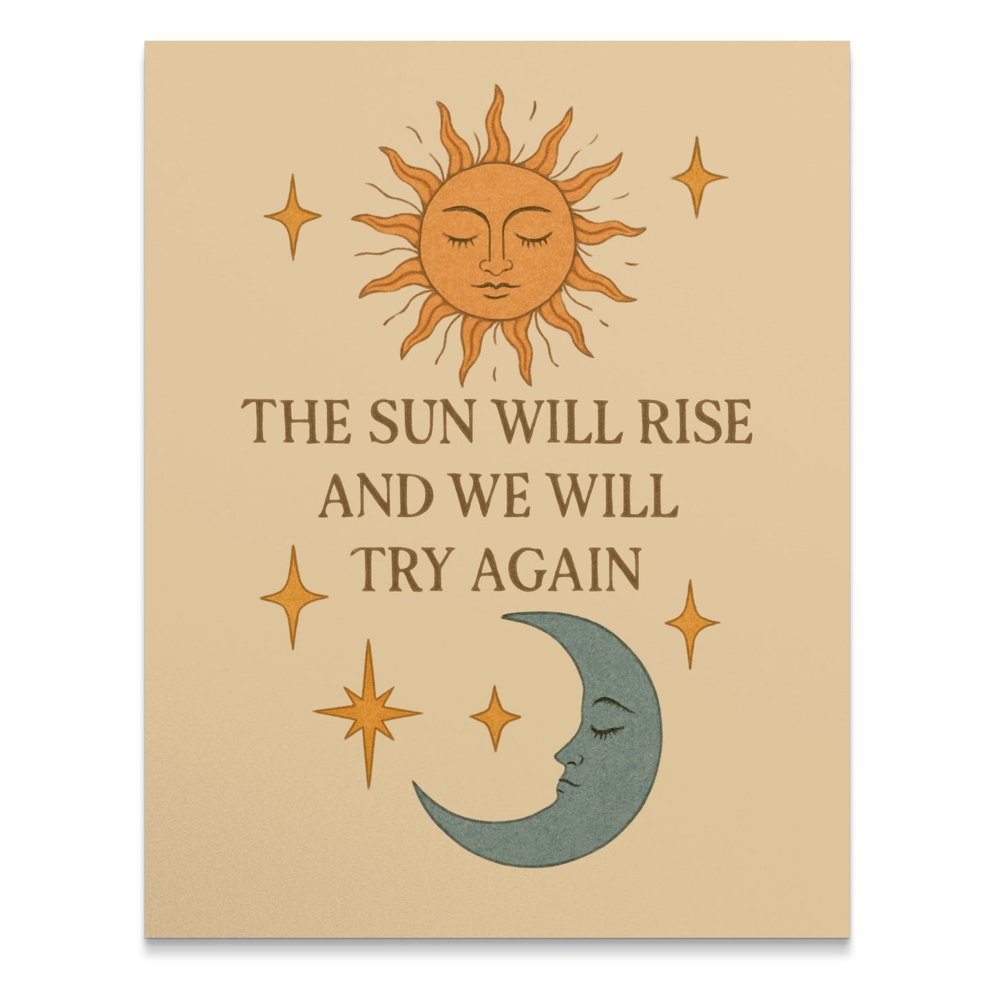Sun and Moon Wall Art, Inspirational Quote Poster, Celestial Decor, Bohemian Style Print, Home Decoration, Vintage Look Artwork