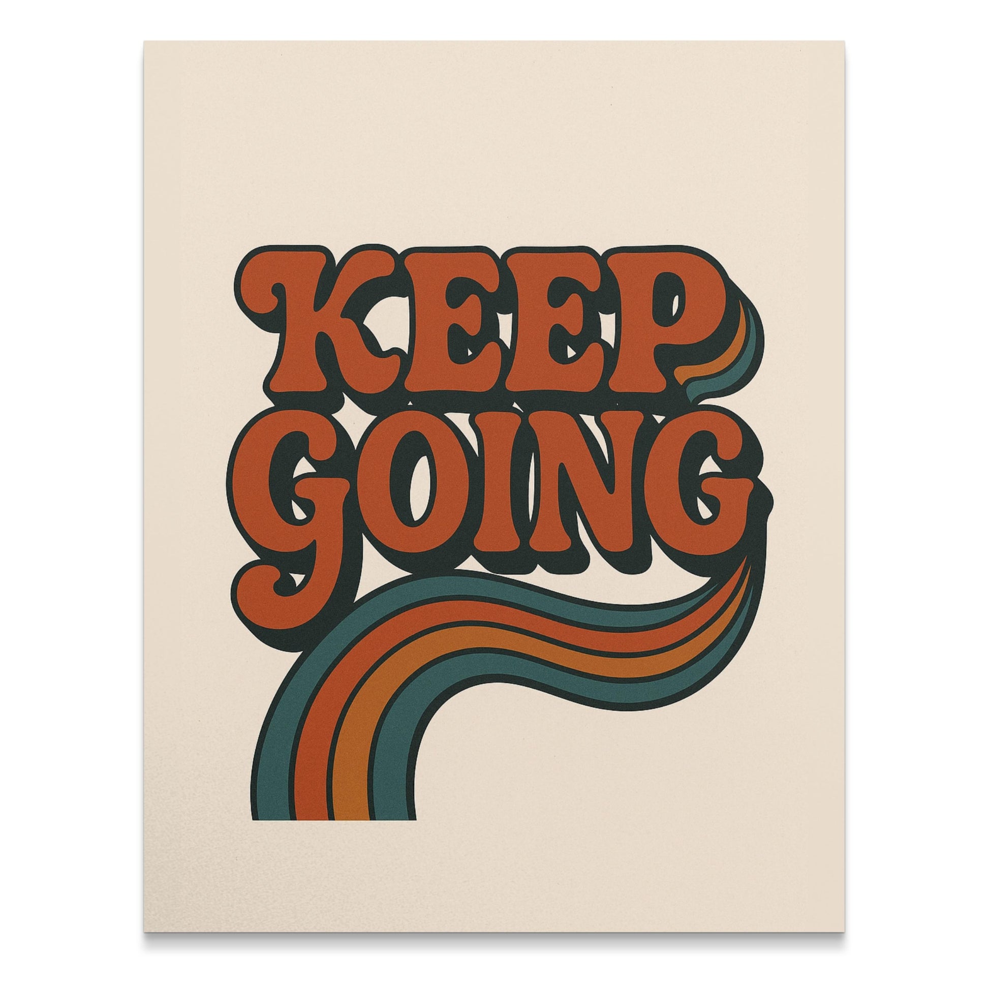Vintage Style 'Keep Going' Inspirational Quote Poster, Retro Wall Art Print, Motivational Home Decor