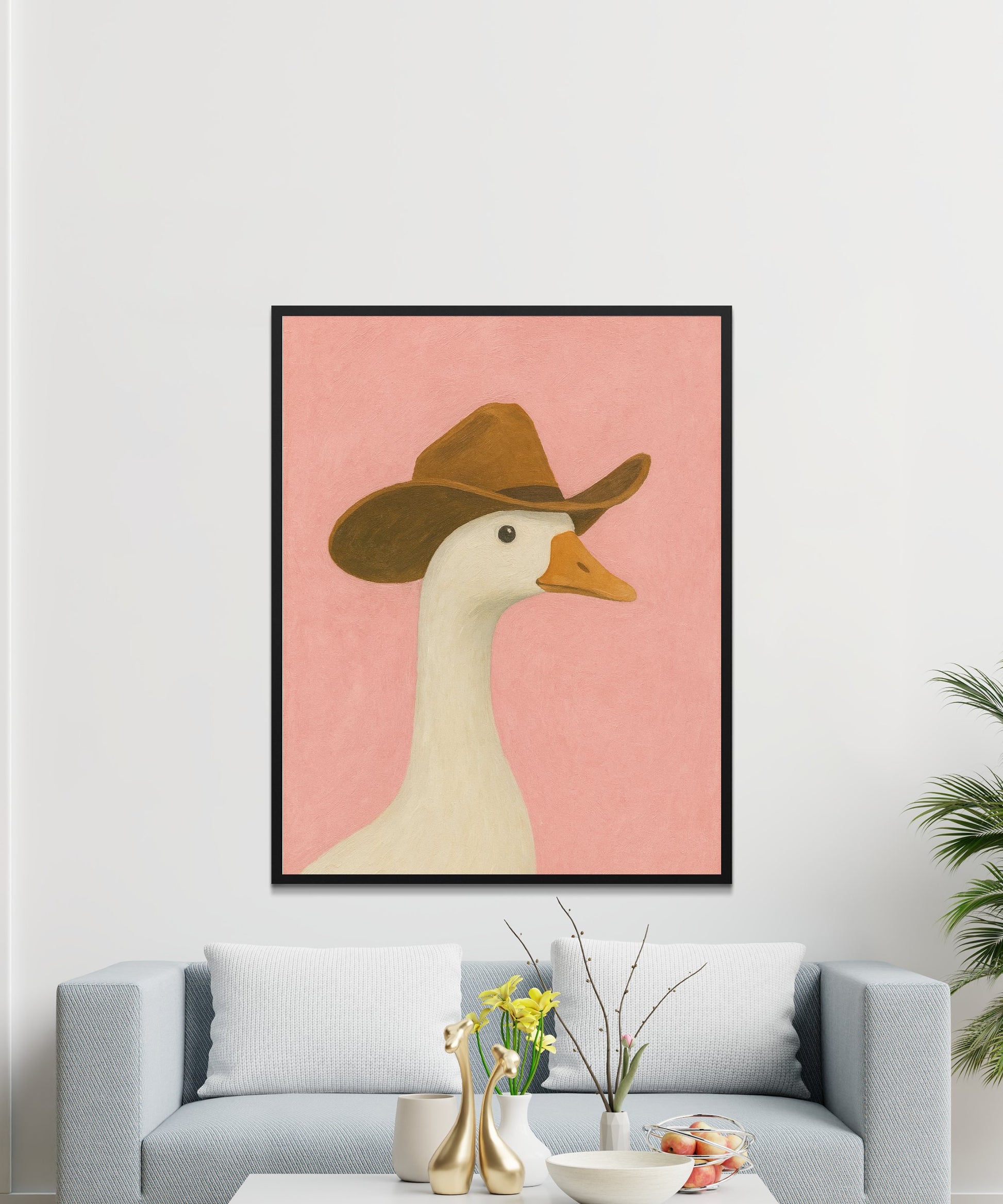 Cowboy Hat Duck Poster, Quirky Wall Art, Vintage Style Animal Print, Modern Farmhouse Decor, Cute Nursery Artwork, Unique Gift Idea