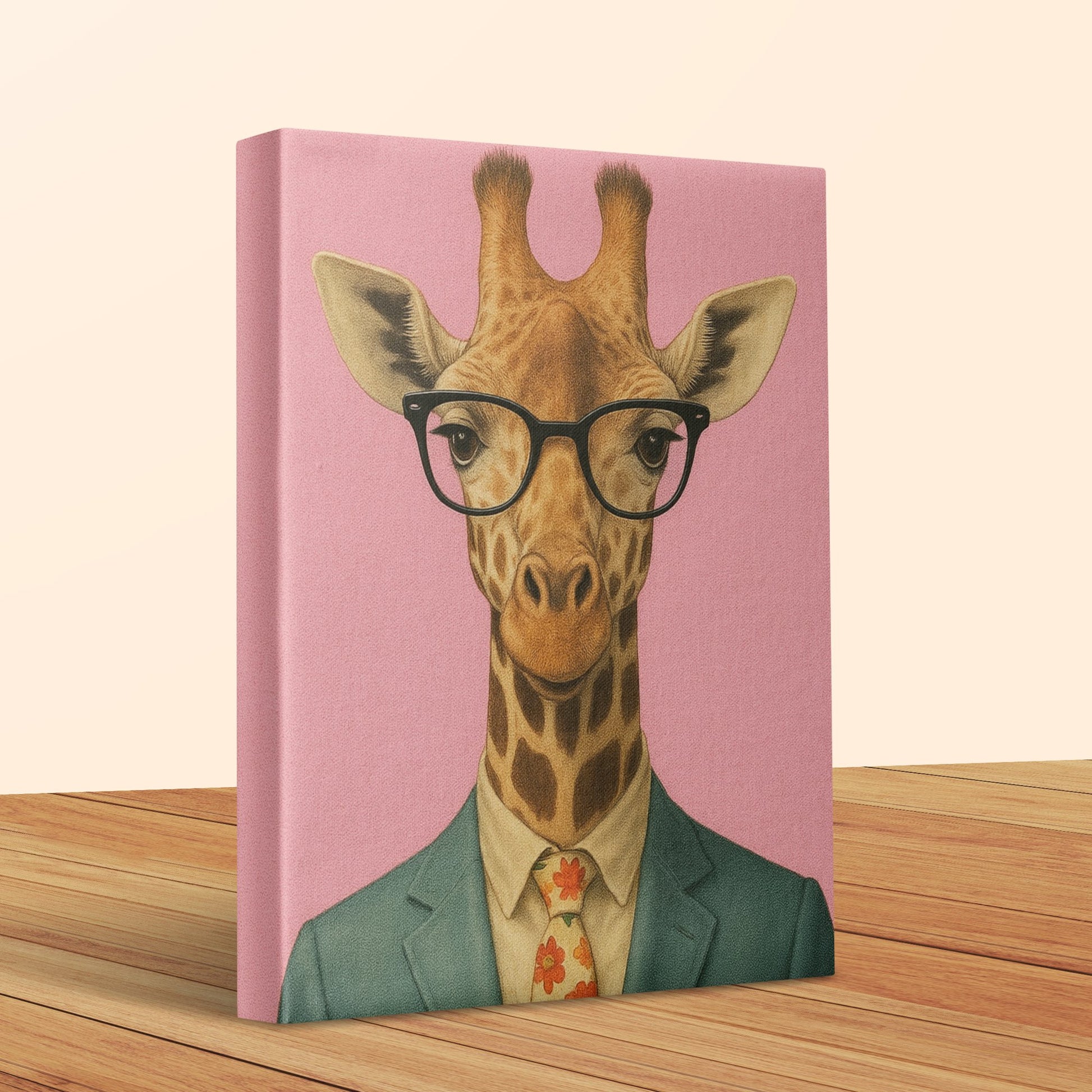 Quirky Giraffe in Glasses Canvas Print, Stylish Animal Art for Home Decor, Unique Wall Art Gift