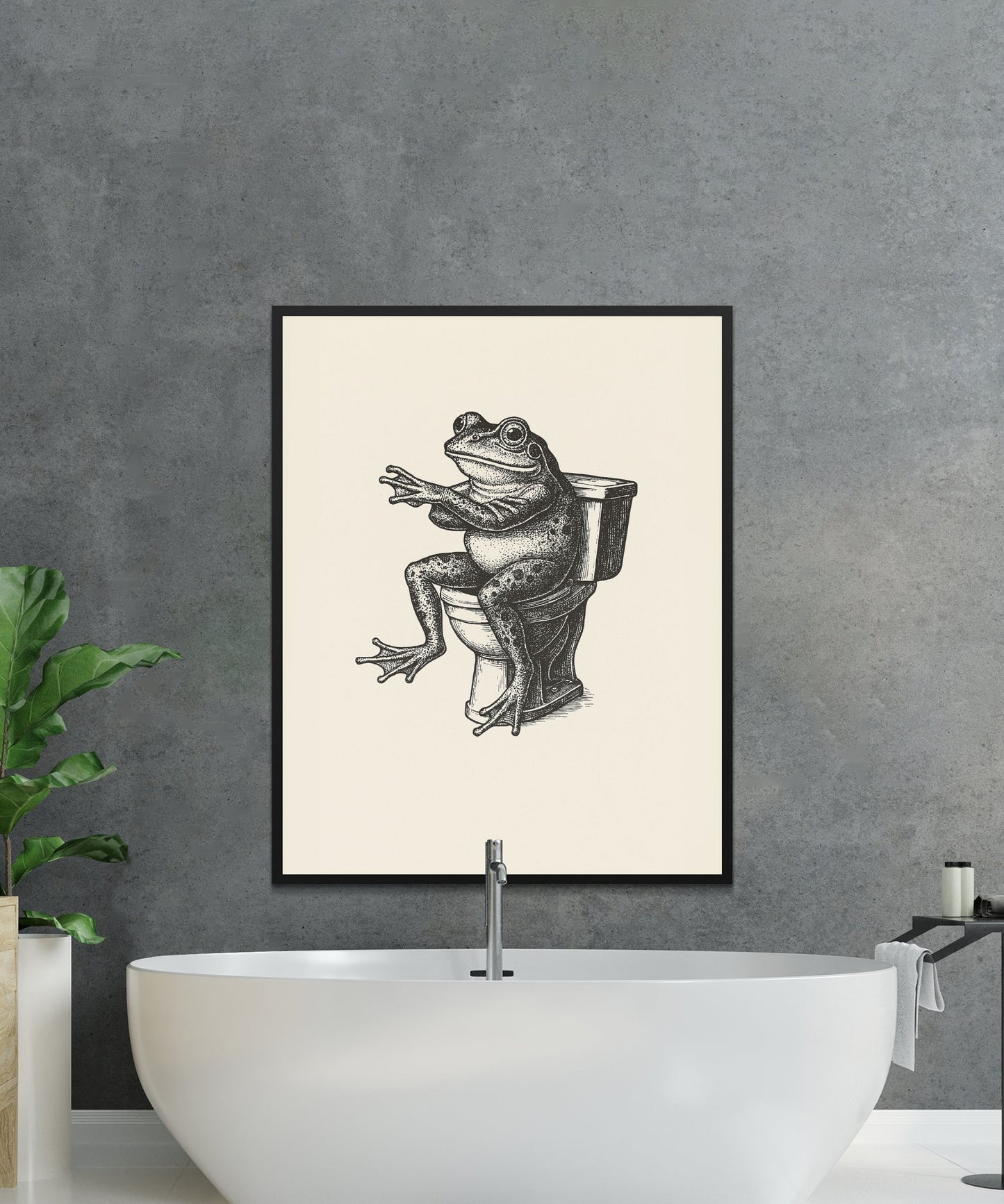 Vintage Frog Print, Classic Toad Illustration Poster, Black and White Wall Art Decor, Bathroom Wall Hanging, Unique Amphibian Artwork