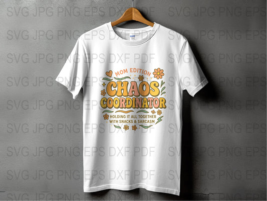 Chaos Coordinator T-Shirt, Funny Mom Shirt, Snacks and Sarcasm Tee, Gift for Her, Graphic Novelty T-Shirt Design