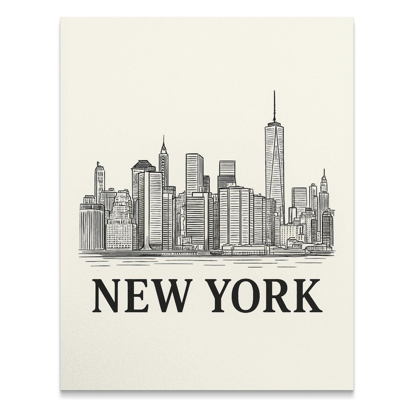 New York City Skyline Art Print, Modern Urban Wall Decor, Minimalist Line Drawing, Office Home Decoration, Large Poster