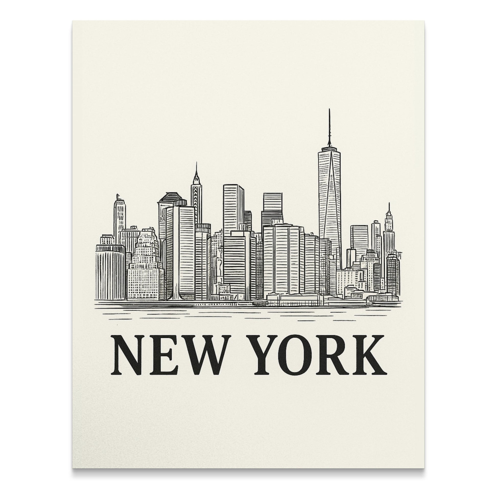New York City Skyline Art Print, Modern Urban Wall Decor, Minimalist Line Drawing, Office Home Decoration, Large Poster