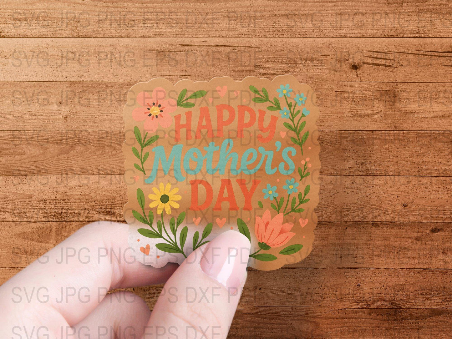 Happy Mother's Day Card SVG, Floral Greeting Card Design, Printable Mother's Day Gift, Digital Download, Craft File, Spring Flowers Decor