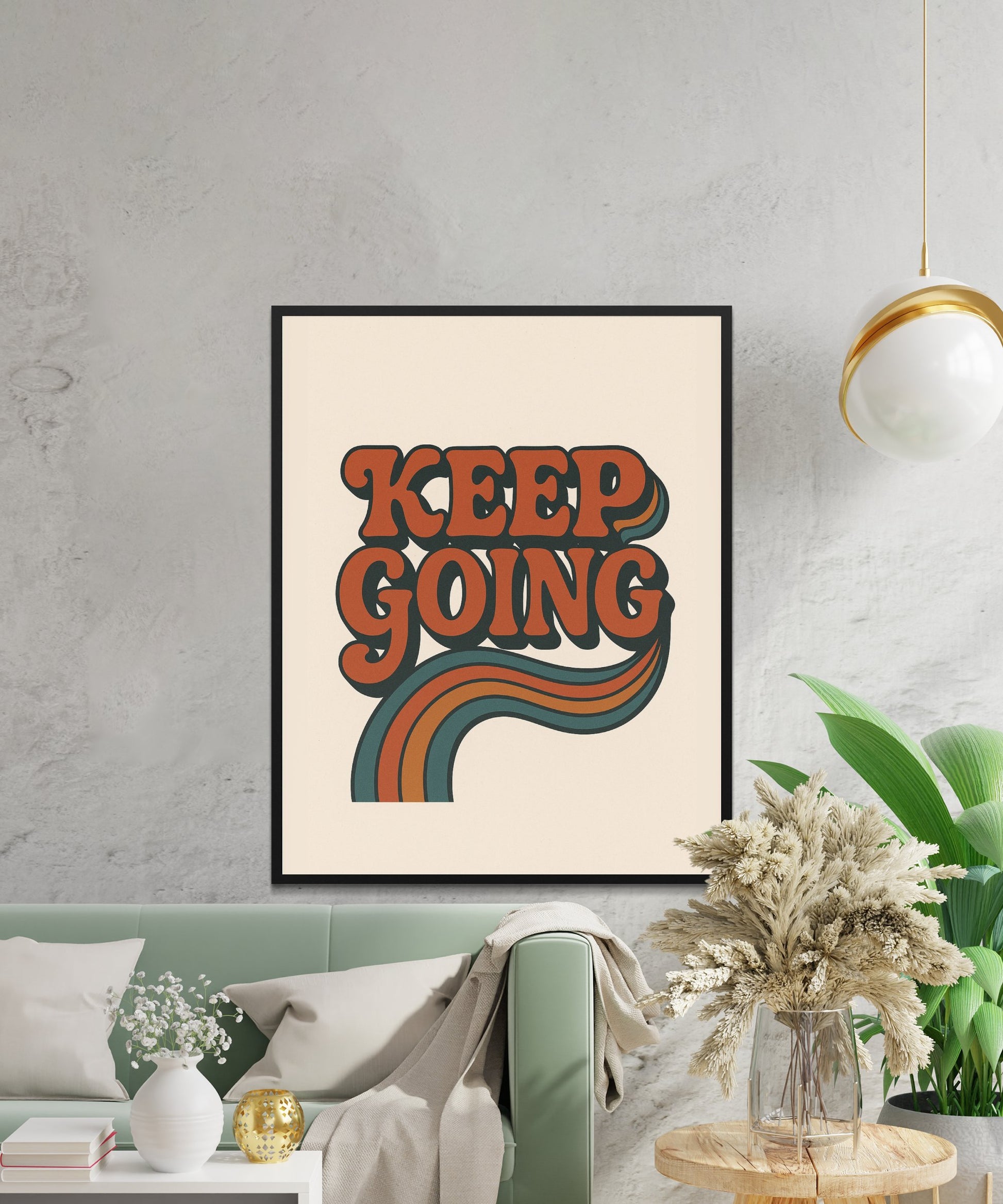 Keep Going Inspirational Poster, Retro Style Wall Art, Home Decor Print, Motivational Quote Artwork