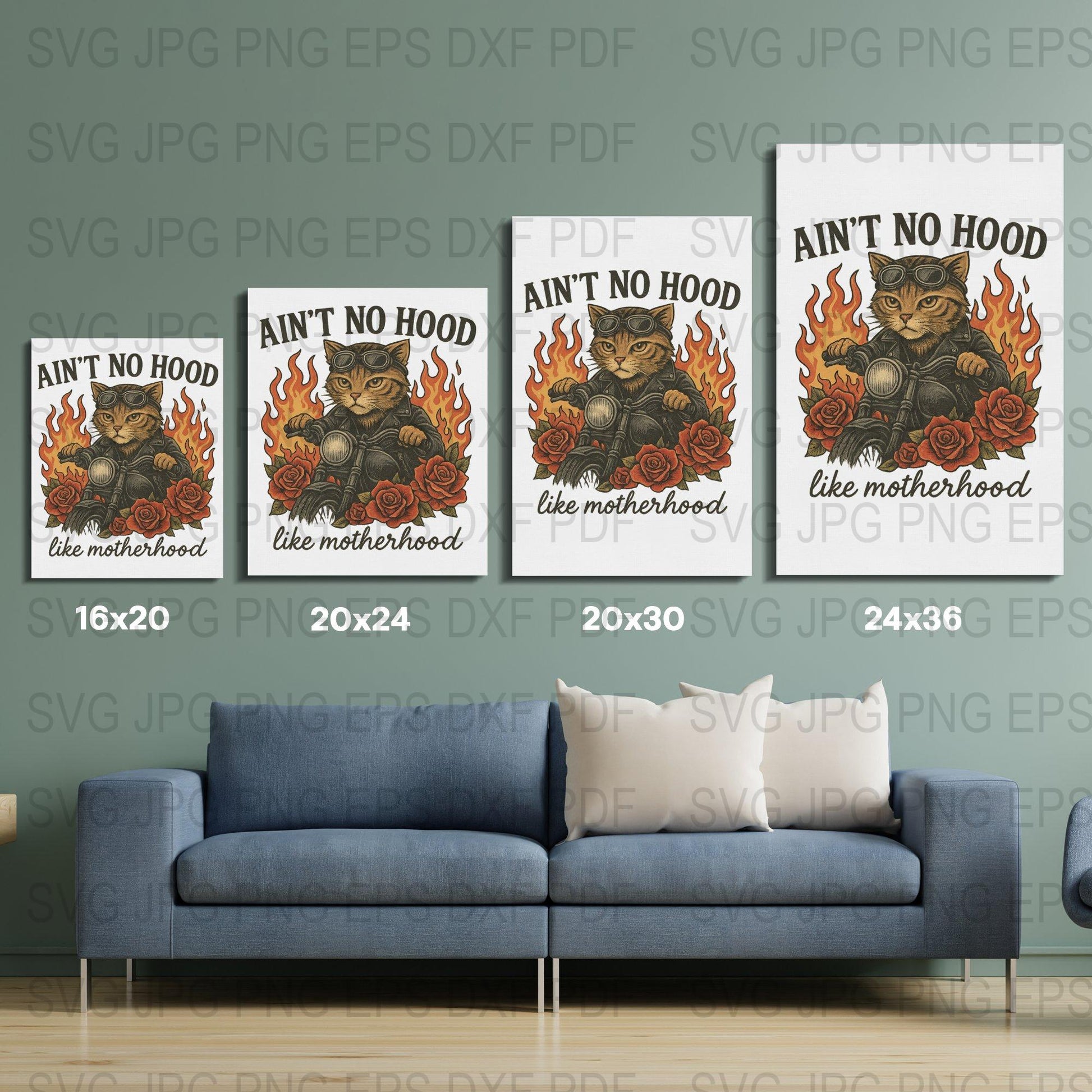 Ain't No Hood Like Motherhood Poster, Strong Mom Bear Wall Art, Inspirational Home Decor, Multiple Sizes Available