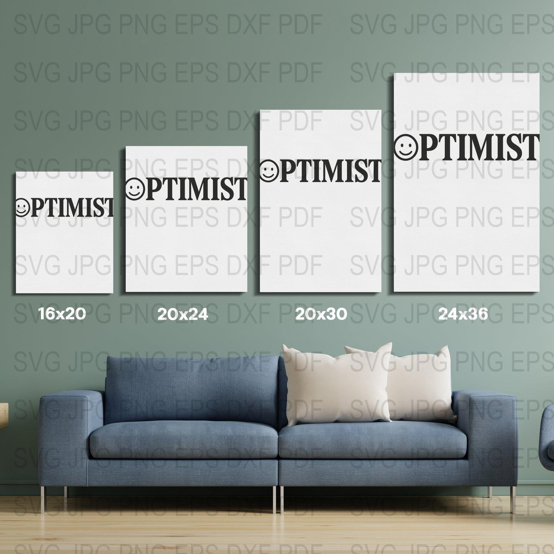 Minimalist Optimist Text Art, Modern Black and White Wall Decor, Digital Download Sizes Variety, Home Decor Print Set