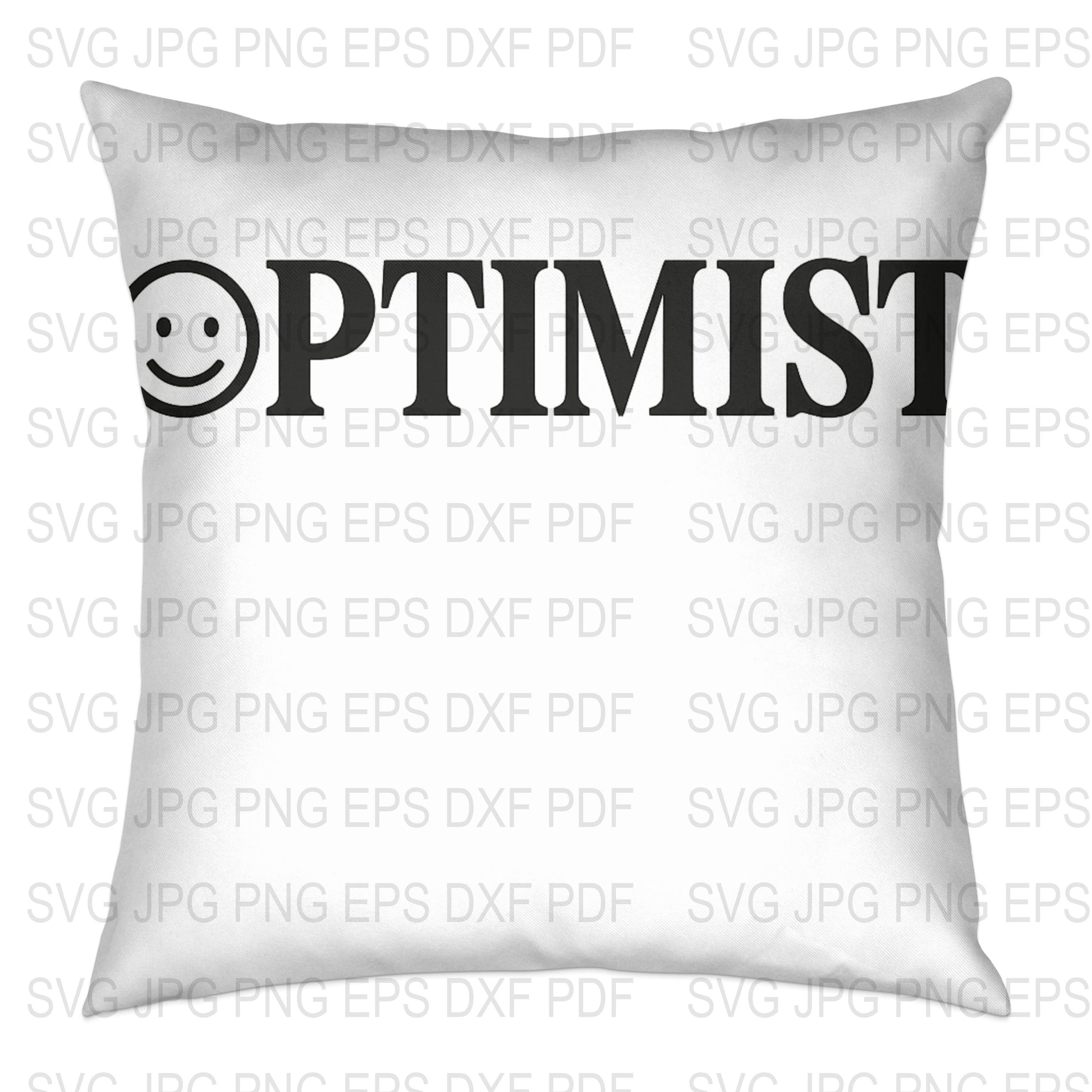 Optimist Smiley Face Pillow Case, Modern Black and White Home Decor, Decorative Throw Pillow, svg jpg png eps dxf Formats