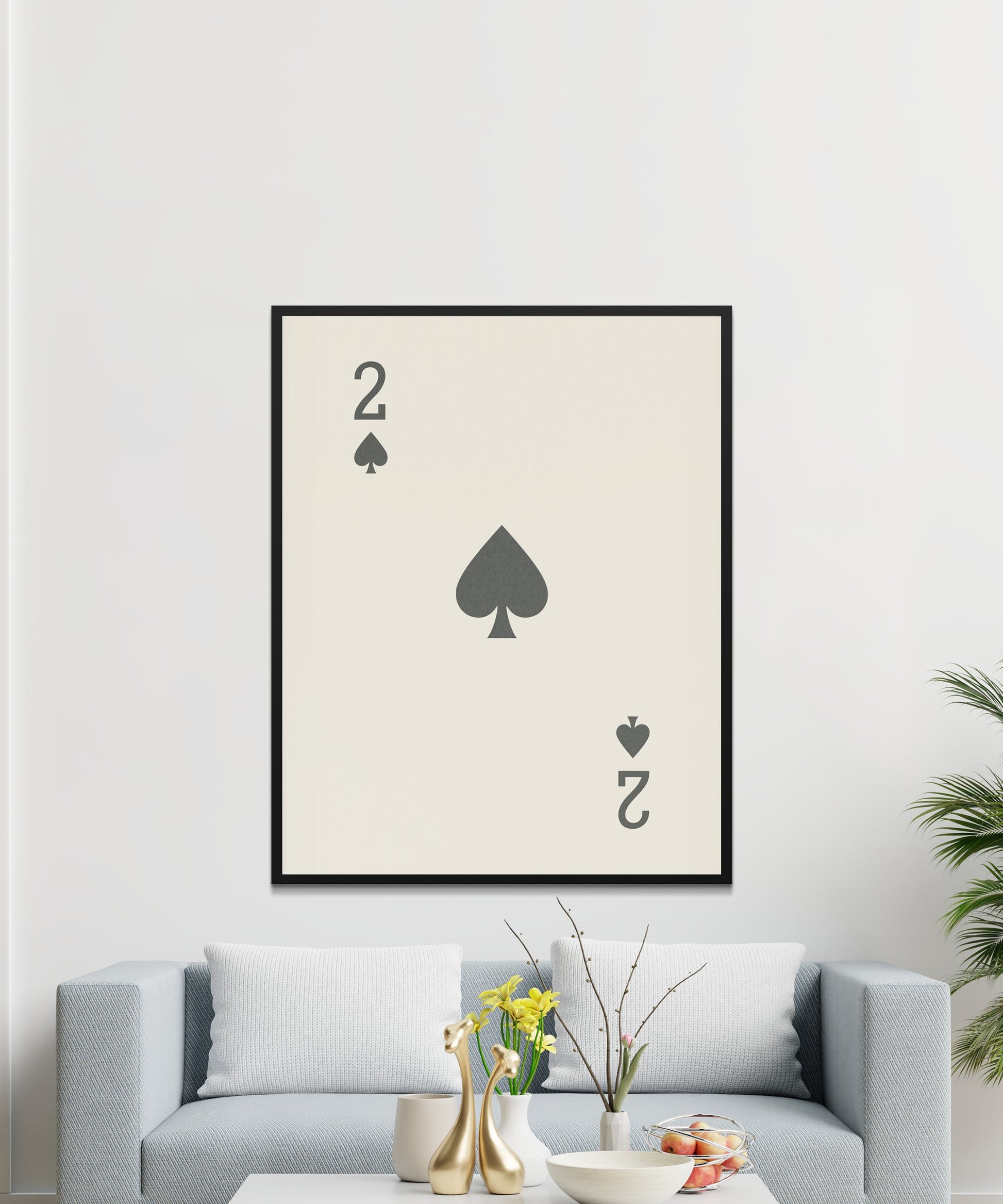 Modern Minimalist Playing Card Wall Art, Spade Two Poster, Stylish Game Room Decor, Contemporary Home Interior Design