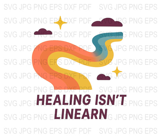 Healing Isn't Linear Quote SVG, Multicolor Fox Design, Digital Download JPG, PDF, EPS, DXF Files