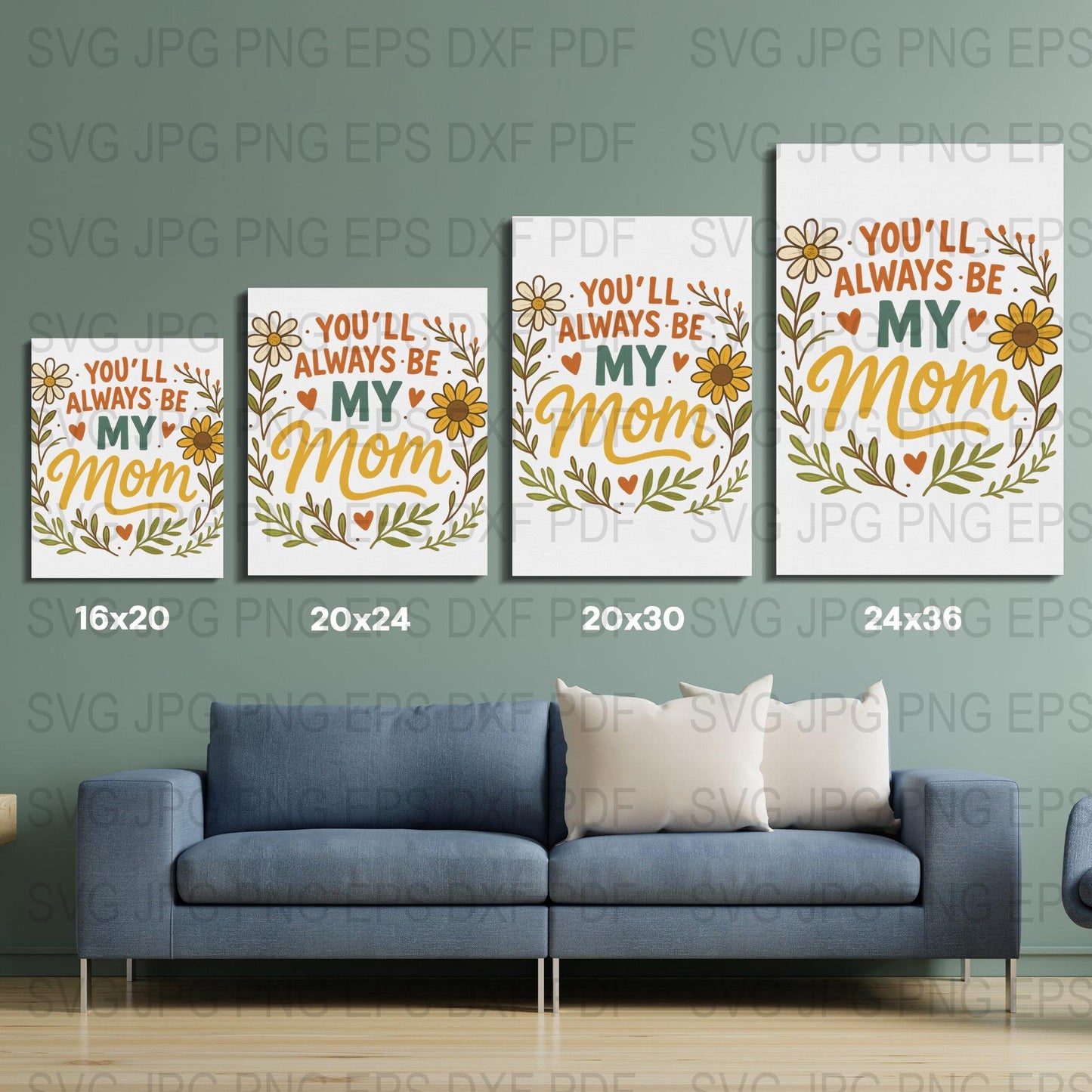 Mother's Day Wall Art Digital Download, Floral Mom Quotes, Home Decor Prints Set