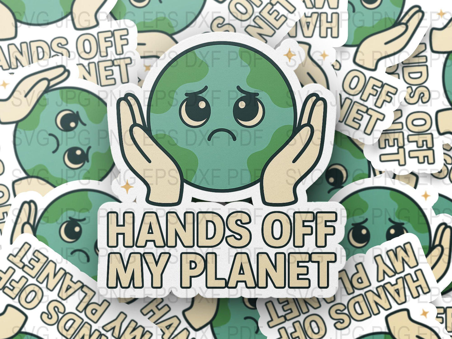 Hands Off My Planet Sticker, Eco-Friendly Earth Vinyl Sticker, Cute Environmental Decal for Laptops and Water Bottles
