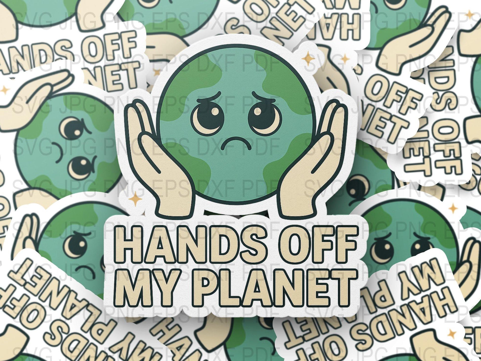 Hands Off My Planet Sticker, Eco-Friendly Earth Vinyl Sticker, Cute Environmental Decal for Laptops and Water Bottles