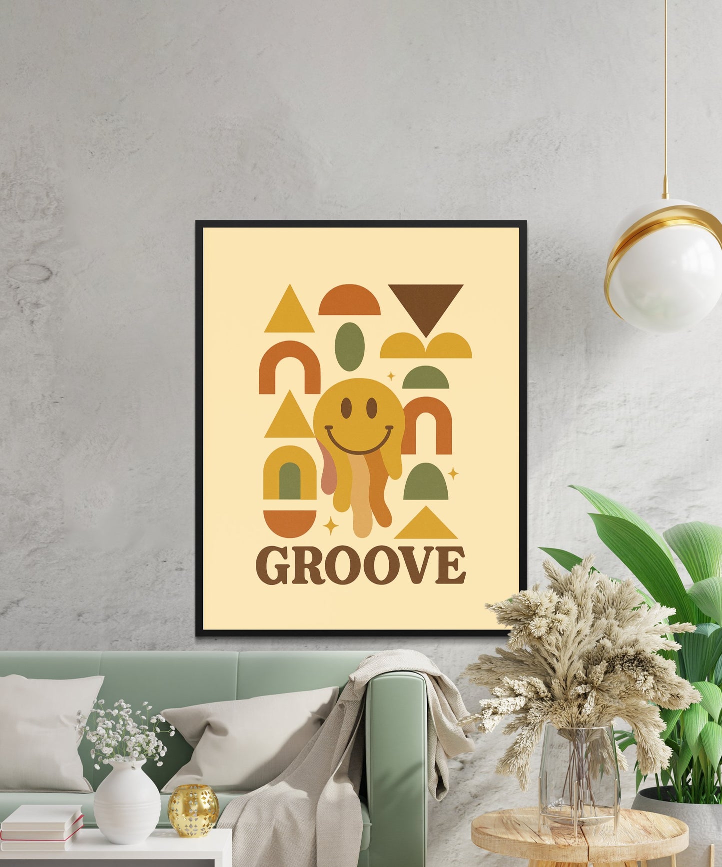 Abstract Groove Art Poster, Retro Style Wall Decor, Colorful Geometric Shapes, Modern Living Room Artwork, Unique Home Decoration