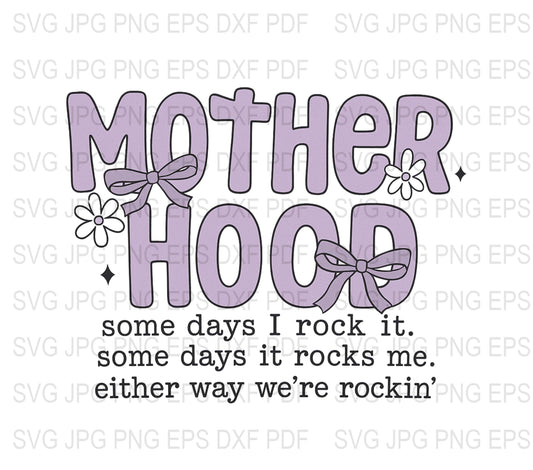 Motherhood Quote SVG, Purple Mom Life Rocking Digital File, JPEG, PNG, EPS, DXF Formats for Crafting and Shirts