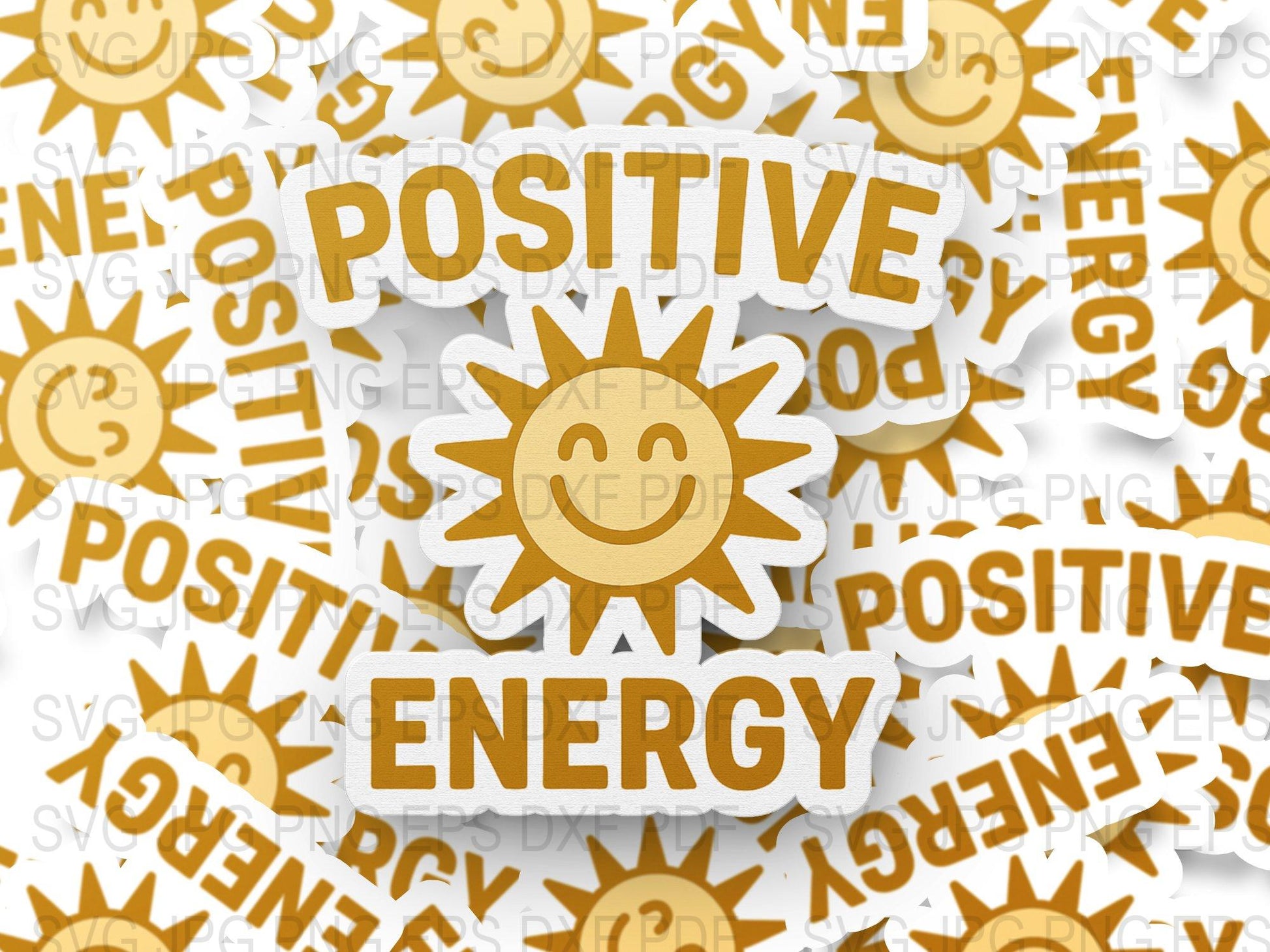 Positive Energy Sun Stickers, Motivational Decal Bulk Pack, Inspirational Sunshine Labels for Crafts and Scrapbooking