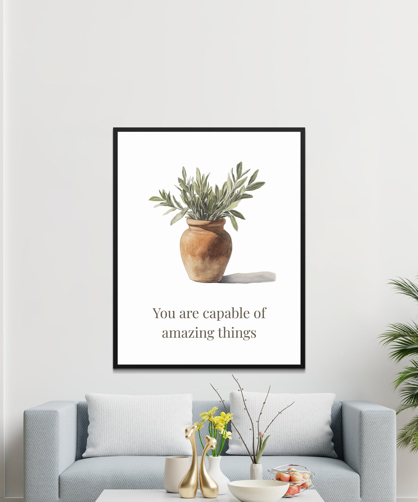 Botanical Wall Art, Inspirational Quote Poster, Olive Plant Print, Minimalist Home Decor, Modern Living Room Artwork