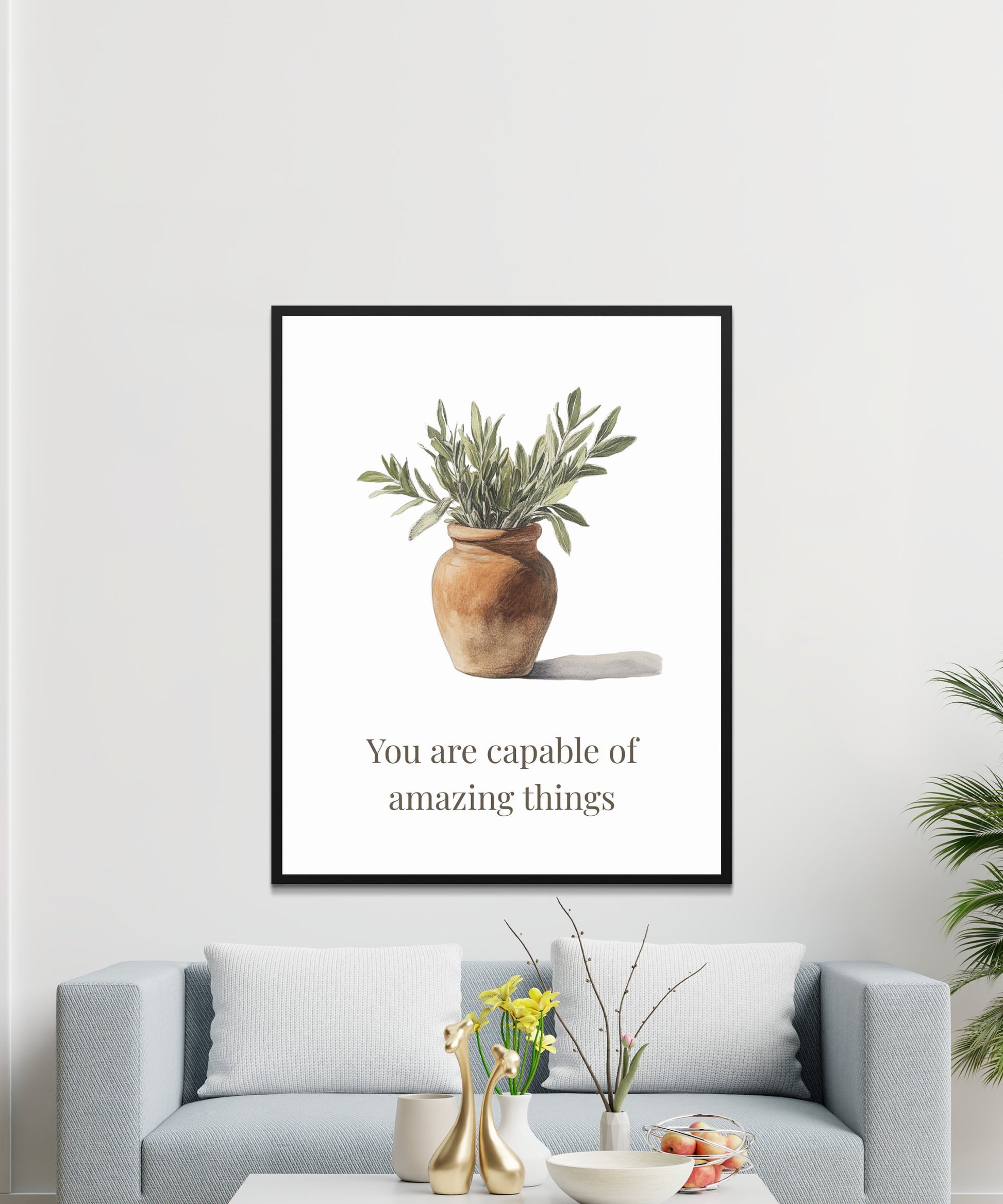 Botanical Wall Art, Inspirational Quote Poster, Olive Plant Print, Minimalist Home Decor, Modern Living Room Artwork