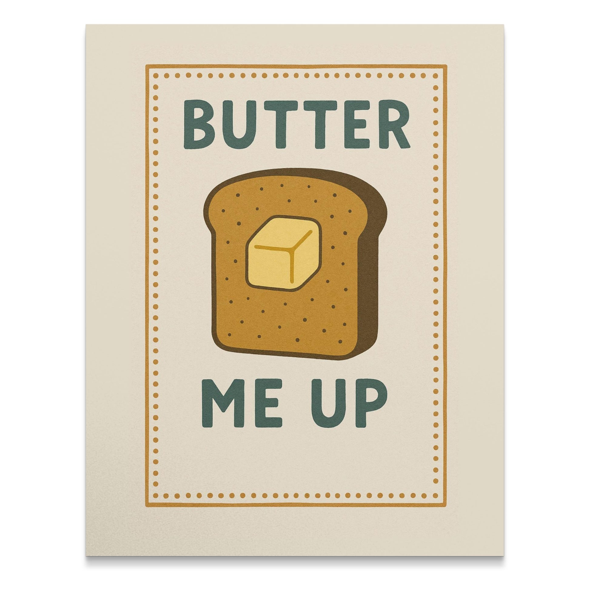 Vintage Butter Me Up Kitchen Poster, Retro Breakfast Decor, Food Illustration Wall Art, Mid-Century Modern Style, Gift for Cooks