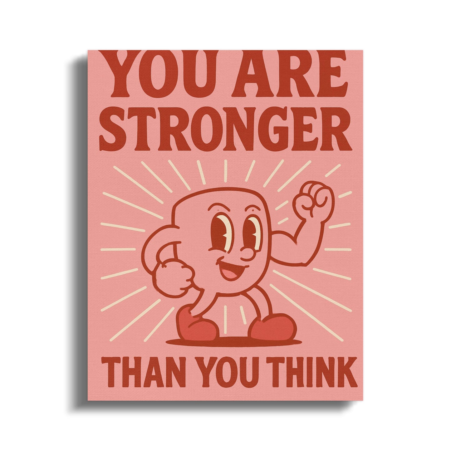 Inspirational Wall Art Canvas, You Are Stronger Than You Think, Motivational Cartoon Print, Home Decor, Gift Idea
