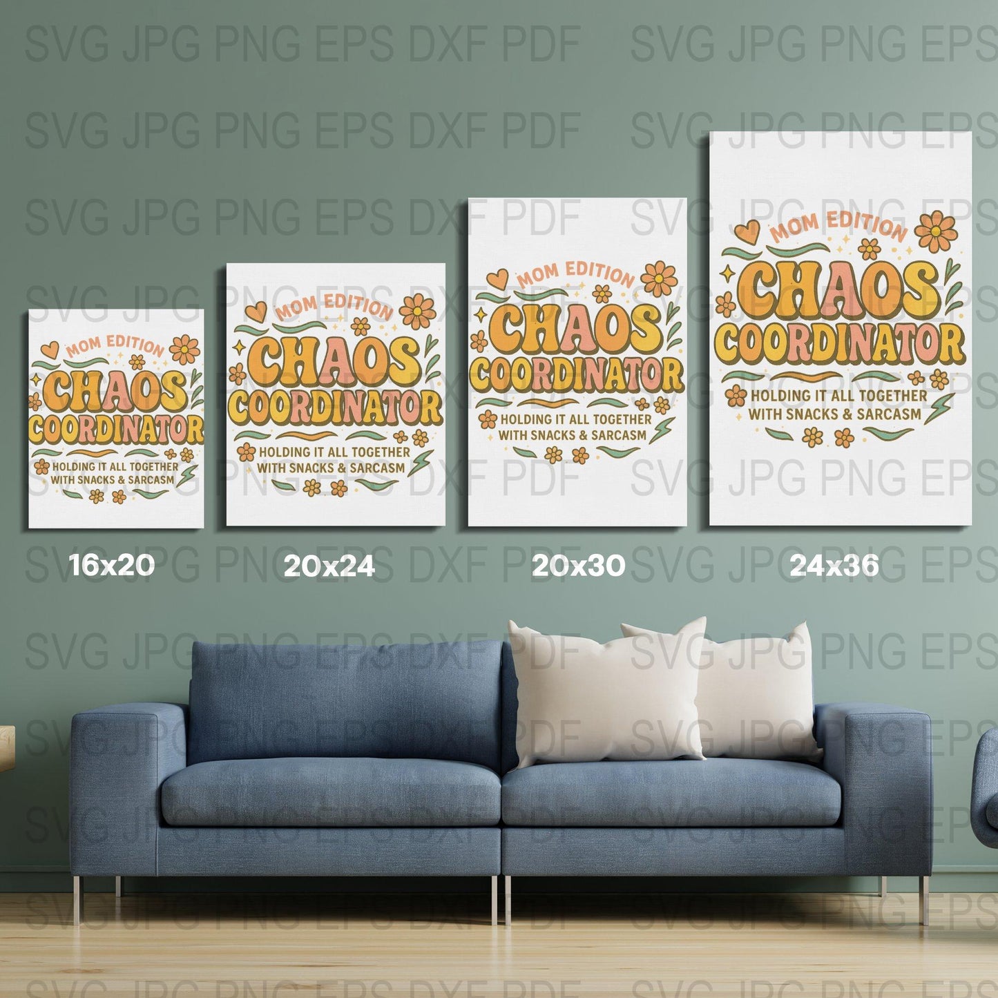 Mom Chaos Coordinator SVG, Funny Mom Quote Wall Art, Printable Mother's Day Decor, Digital Download Files, Home Office Artwork Set