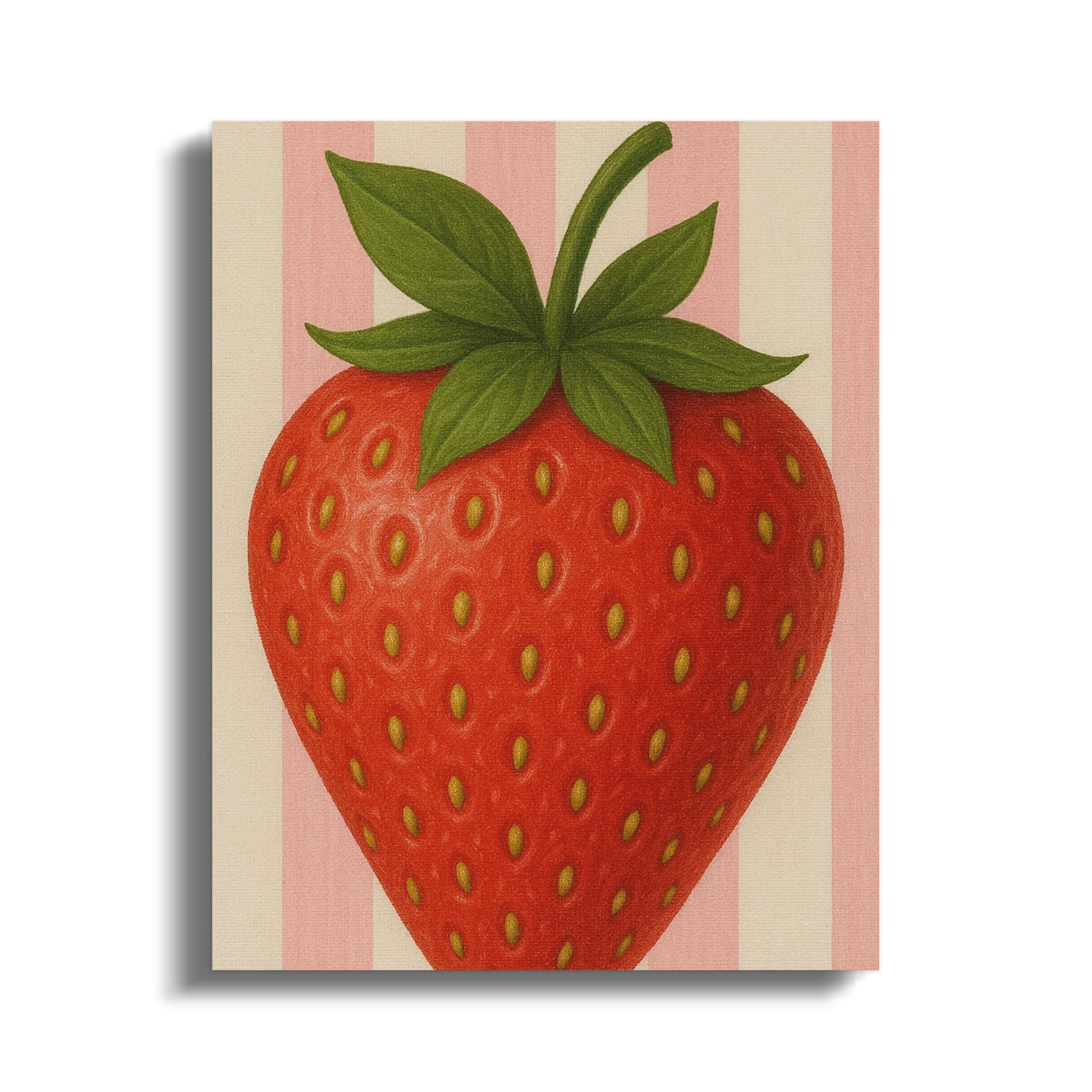 Vintage Strawberry Canvas Print, Retro Kitchen Wall Art, Red Fruit Decor, Botanical Illustration