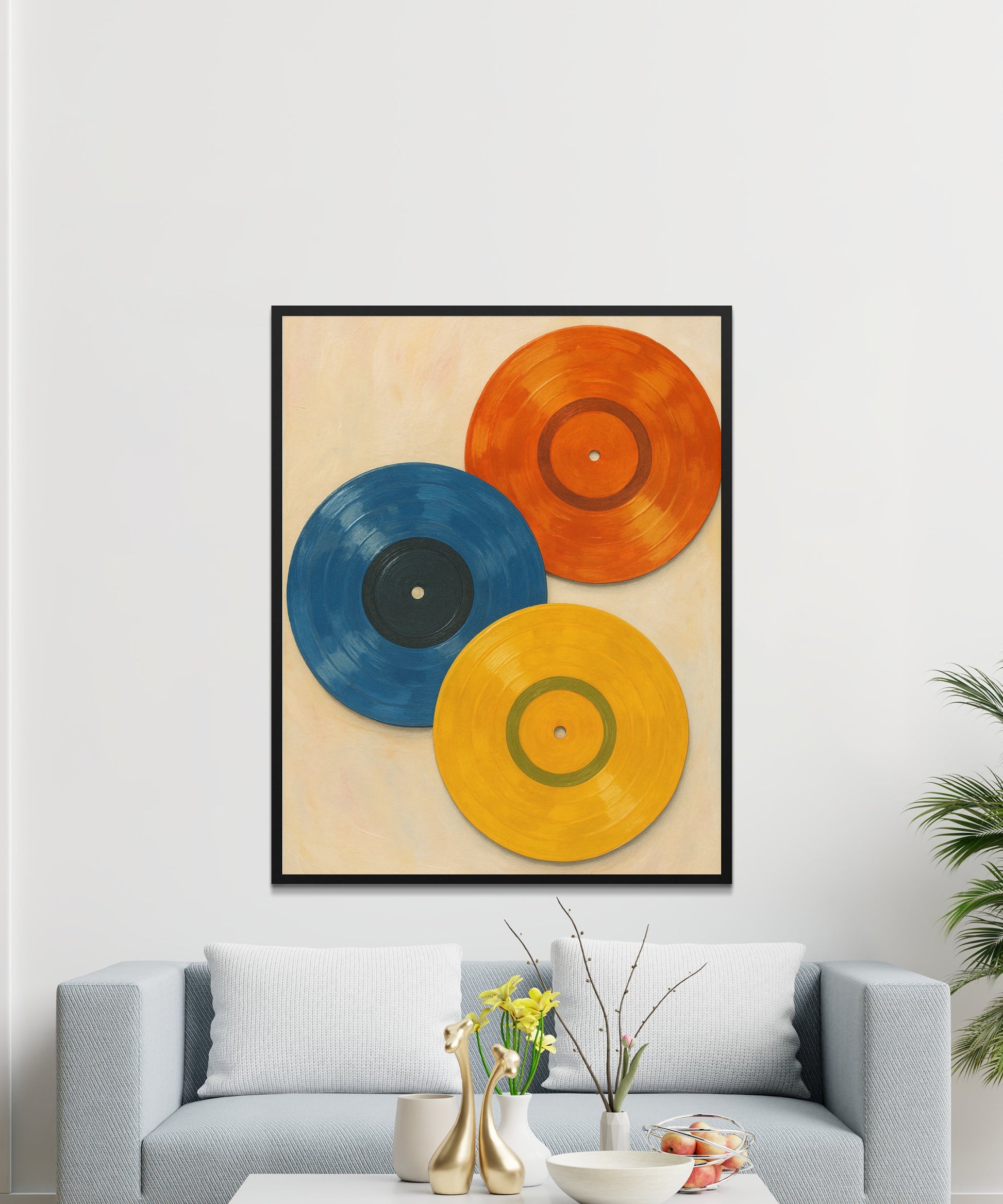 Modern Abstract Art Print, Colorful Circles Wall Decor, Vibrant Living Room Artwork, Home Interior Design, Large Frame Poster