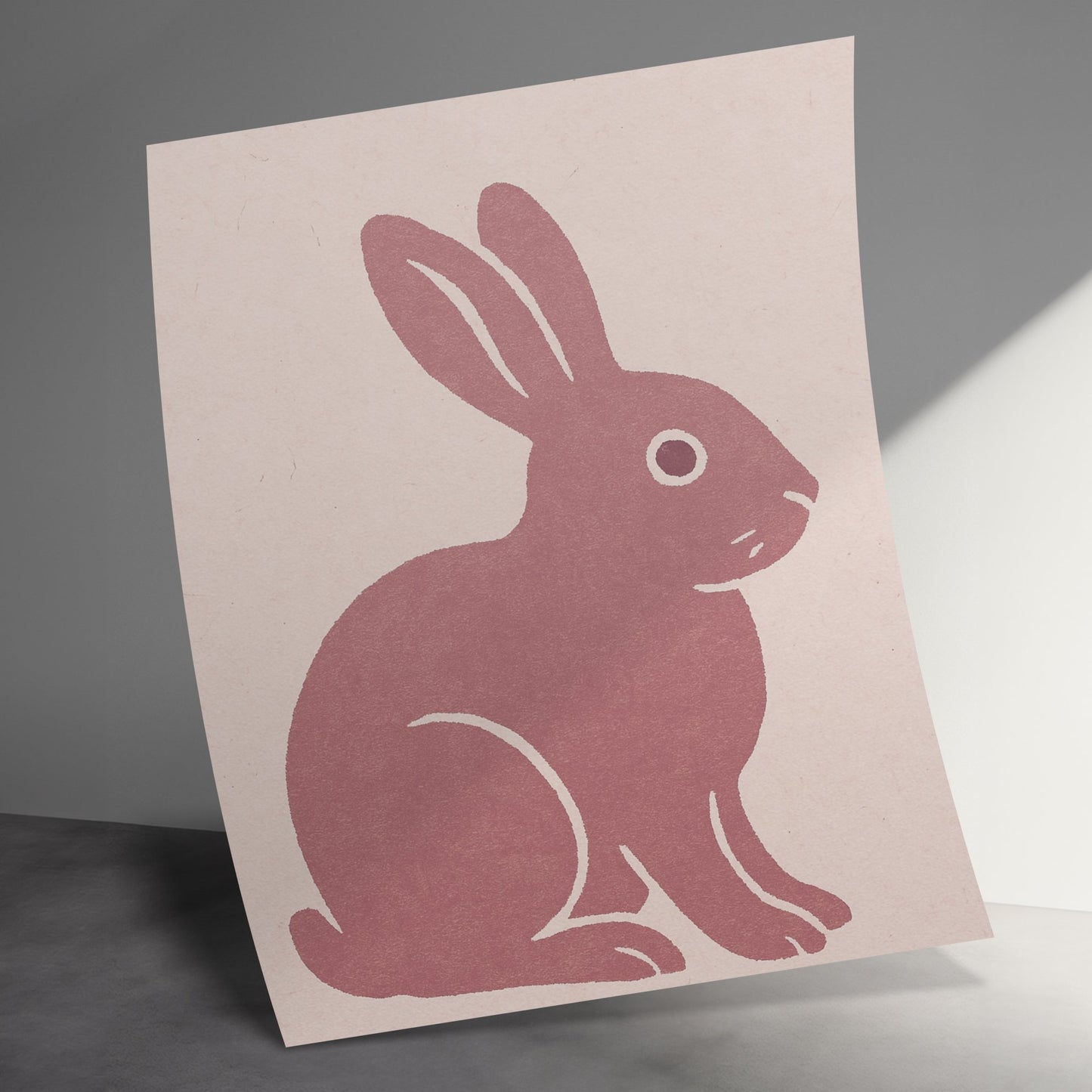 Vintage Rabbit Illustration Poster, Minimalist Animal Wall Art, Home Decor Print, Nursery Room Decoration, Retro Style Bunny Artwork