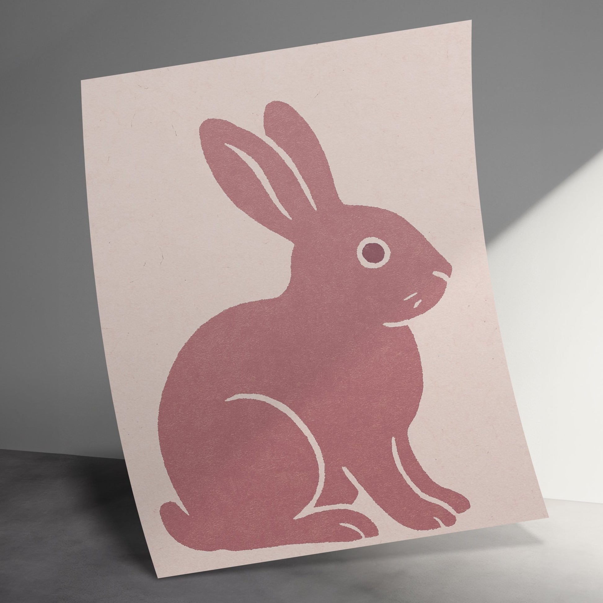 Vintage Rabbit Illustration Poster, Minimalist Animal Wall Art, Home Decor Print, Nursery Room Decoration, Retro Style Bunny Artwork
