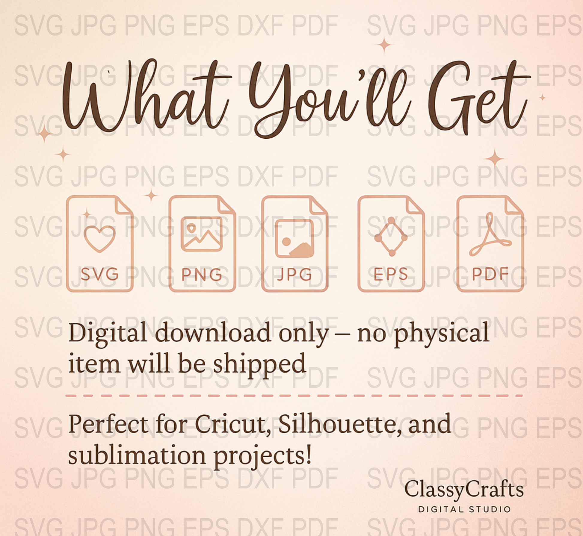 Digital SVG, JPG, EPS, PDF, DXF Files for Cricut, Silhouette, Sublimation Projects, Instant Download
