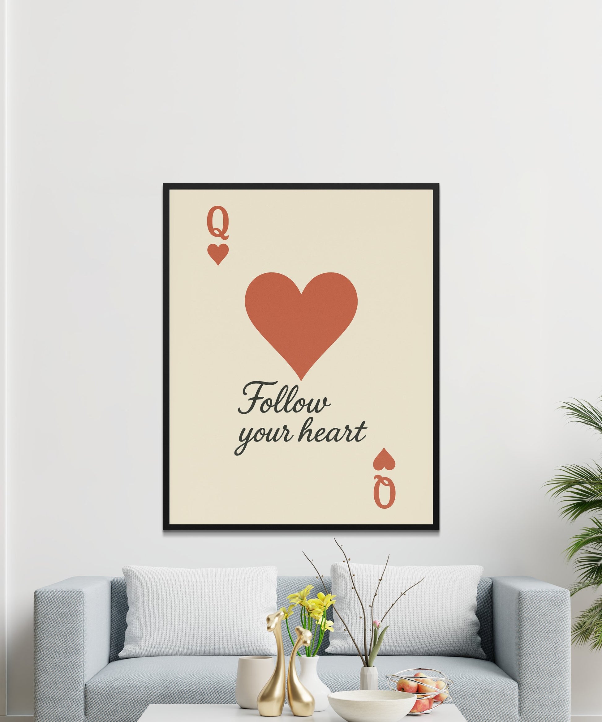 Inspirational Quote Wall Art, Follow Your Heart Poster, Minimalist Home Decor, Modern Living Room Print, Romantic Gift Idea