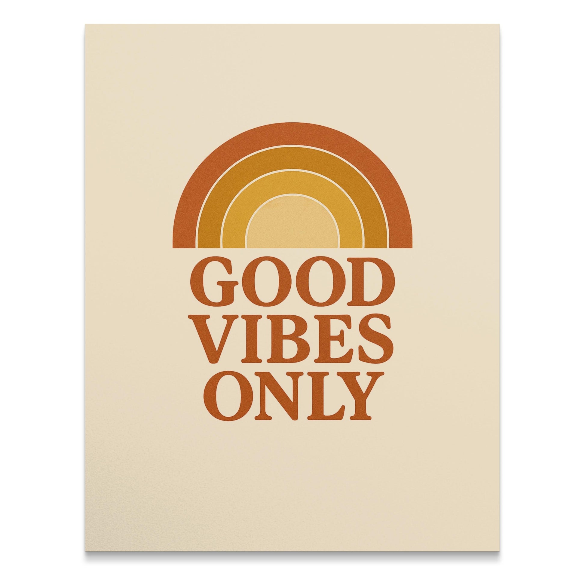 Good Vibes Only Rainbow Print, Minimalist Wall Art, Inspirational Quote Poster, Modern Home Decor, Beige and Orange Color Palette