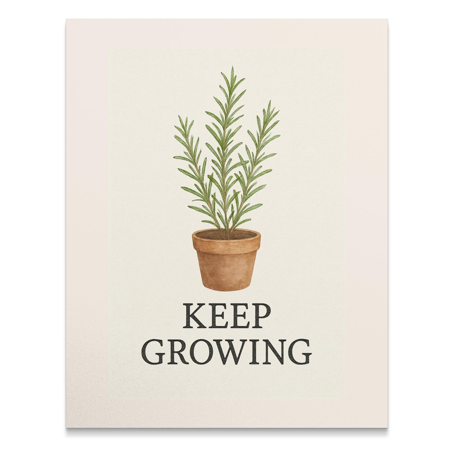 Keep Growing Potted Plant Poster, Botanical Wall Art Print, Inspirational Quote Home Decor