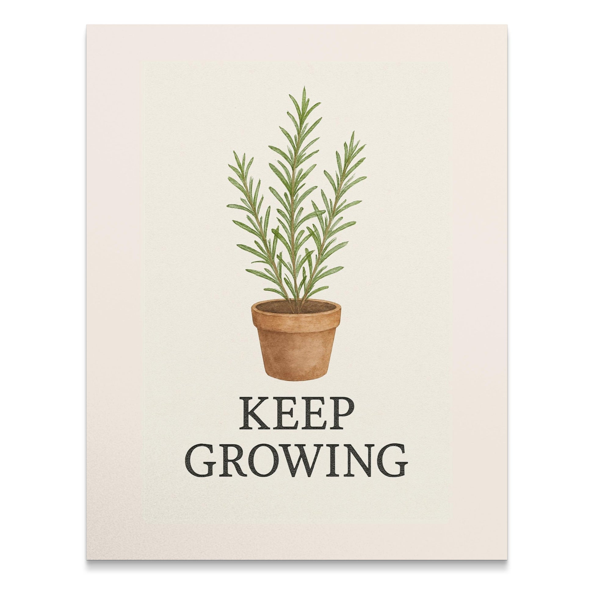 Keep Growing Potted Plant Poster, Botanical Wall Art Print, Inspirational Quote Home Decor
