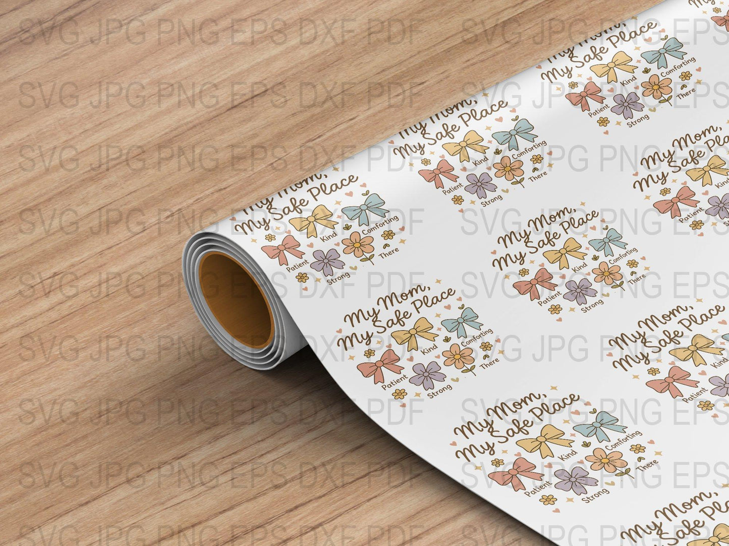 Vinyl Decal Sheet 'My Mom, My Safe Place' Floral Pattern Design for Crafts and Decorations