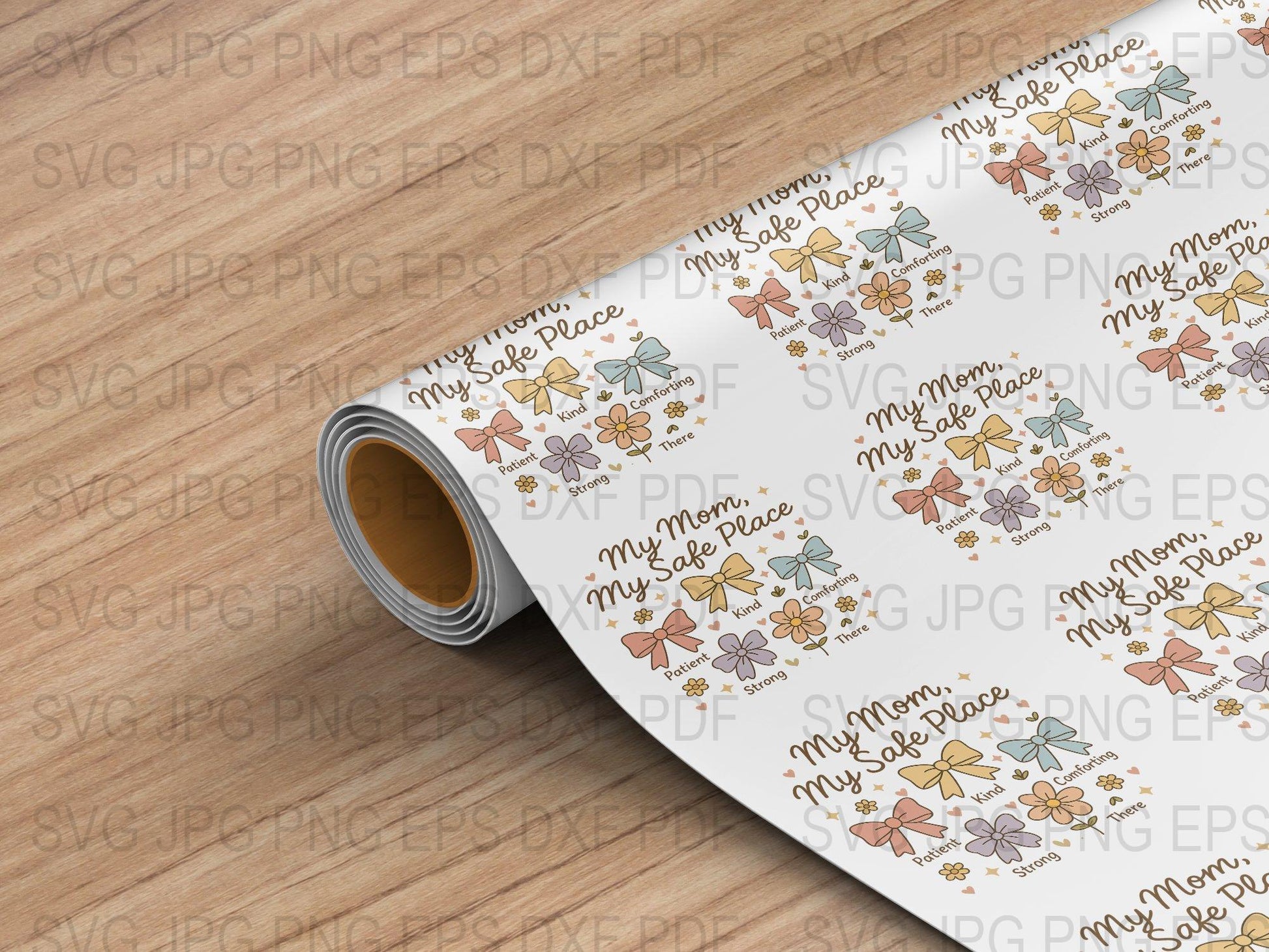 Vinyl Decal Sheet 'My Mom, My Safe Place' Floral Pattern Design for Crafts and Decorations