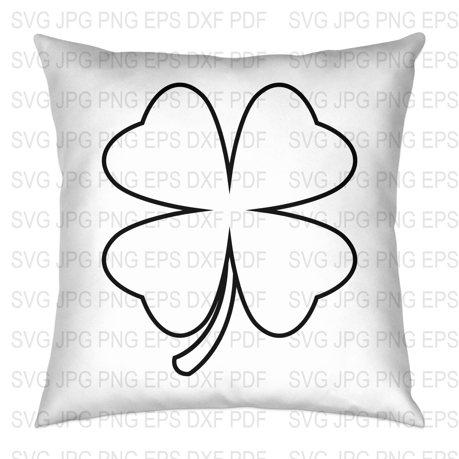 Lucky Four Leaf Clover Pillow Cover, White and Black Shamrock Cushion, Home Decor, Gift Idea