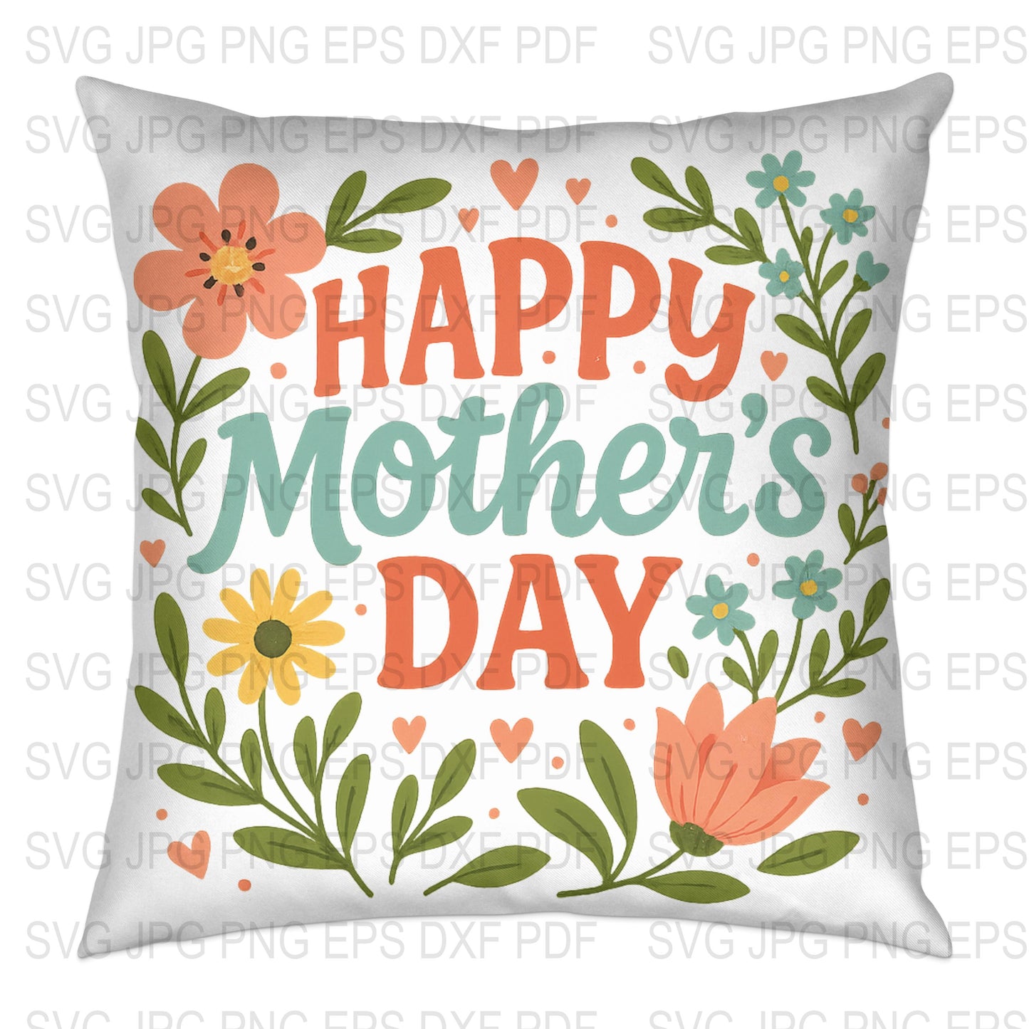Happy Mother's Day Floral Pillow Cover, Decorative Spring Cushion, Colorful Home Decor Gift for Mom