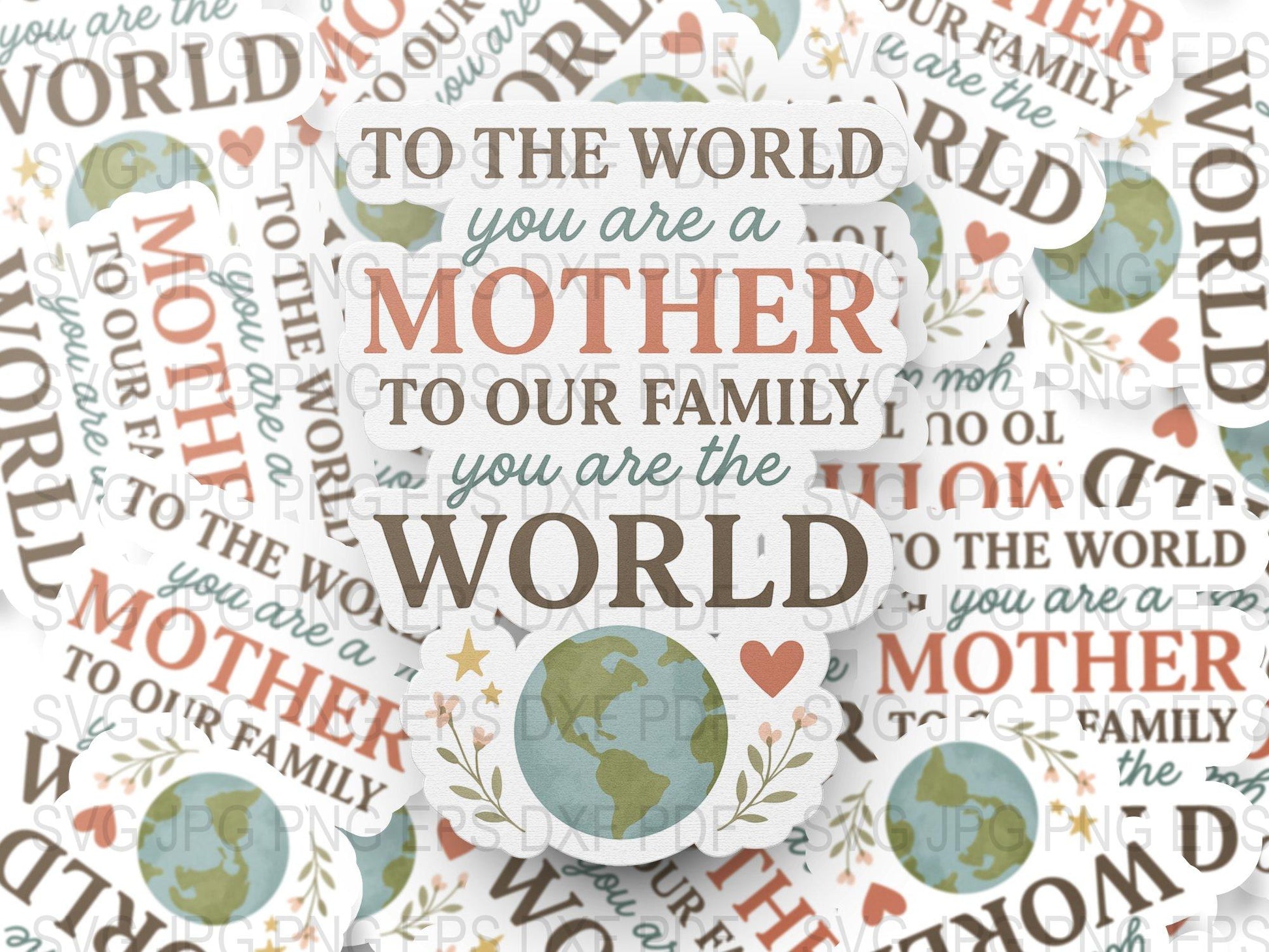 Mother's Day Gift Art Print, 'You Are a Mother to Our Family You Are the World' Wall Decor, Family Love Typography Poster