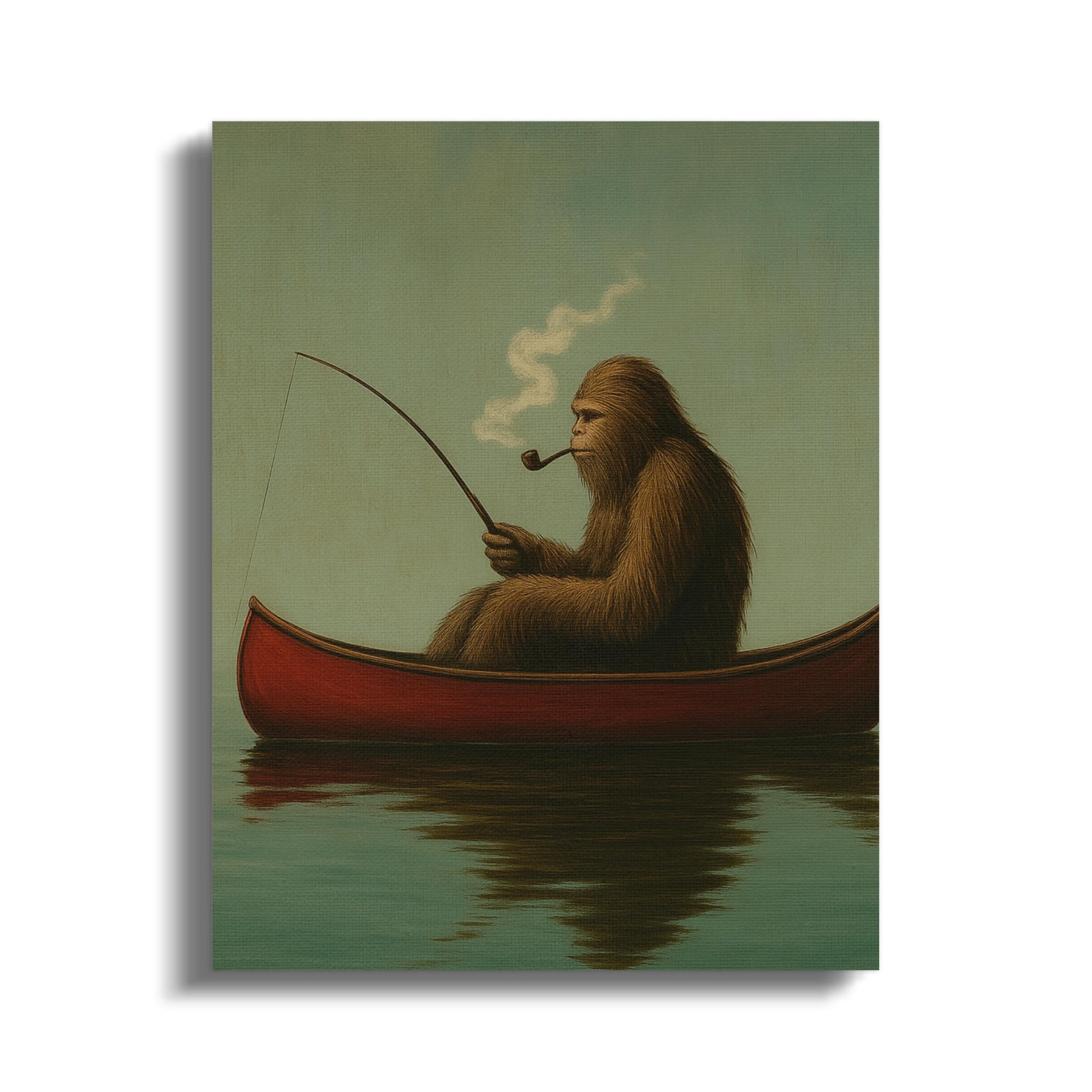 Vintage Style Sloth Painting, Relaxing Sloth in Canoe with Pipe, Calming River Art Print, Unique Wall Decor, Gift Idea for Nature Lovers