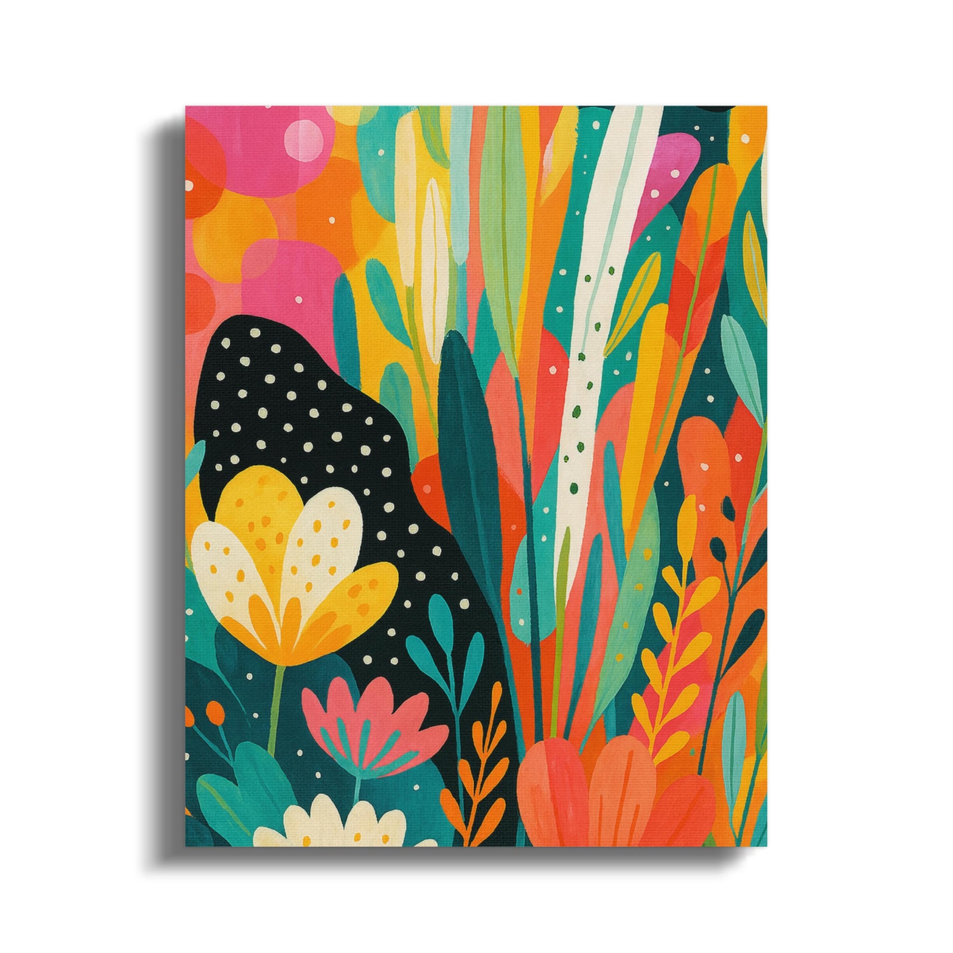Colorful Abstract Floral Canvas Art Print, Vibrant Home Decor Wall Hanging, Modern Artistic Nature Illustration