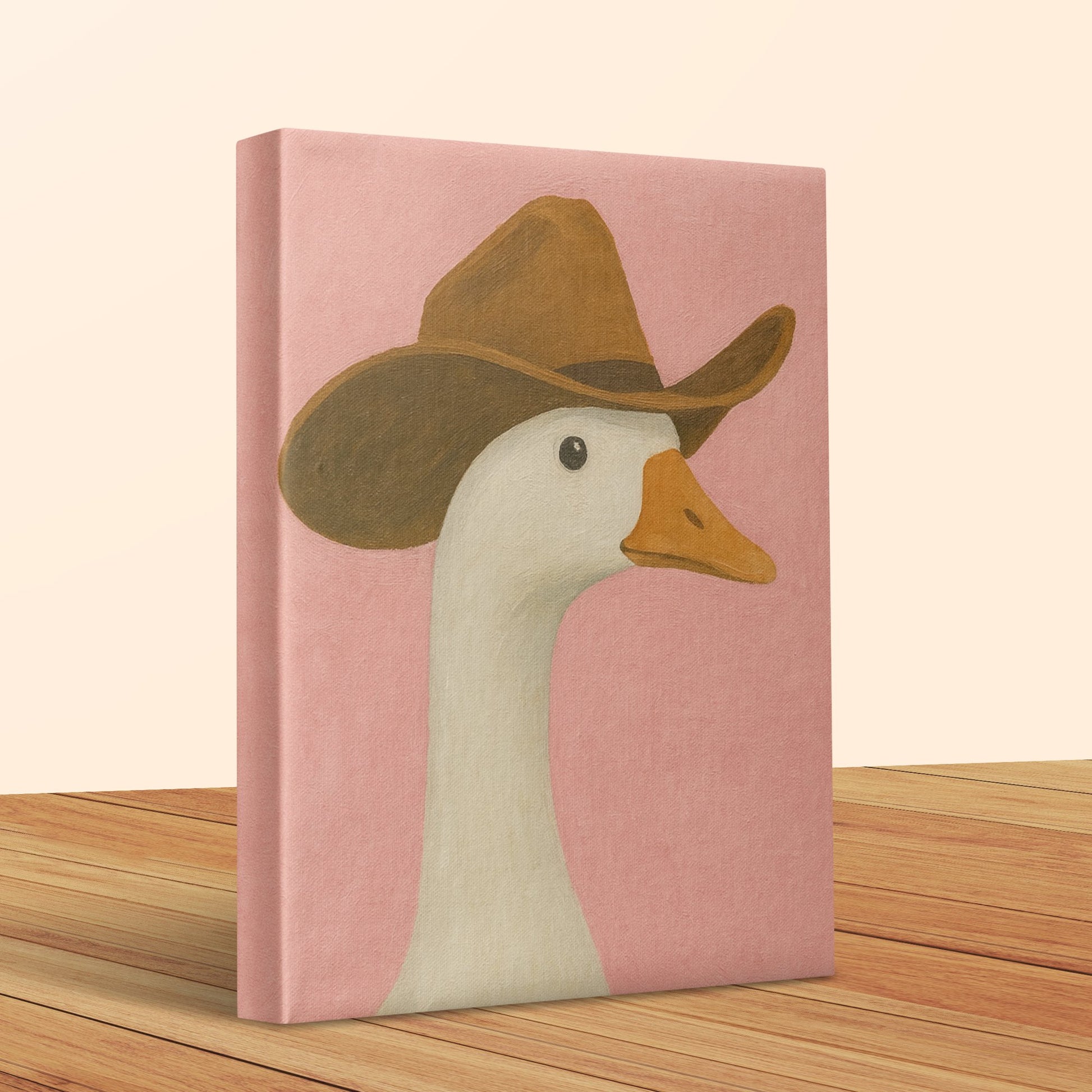 Western Duck Canvas Art, Quirky Cowboy Hat Duck Painting, Rustic Farmhouse Wall Decor, Unique Animal Artwork