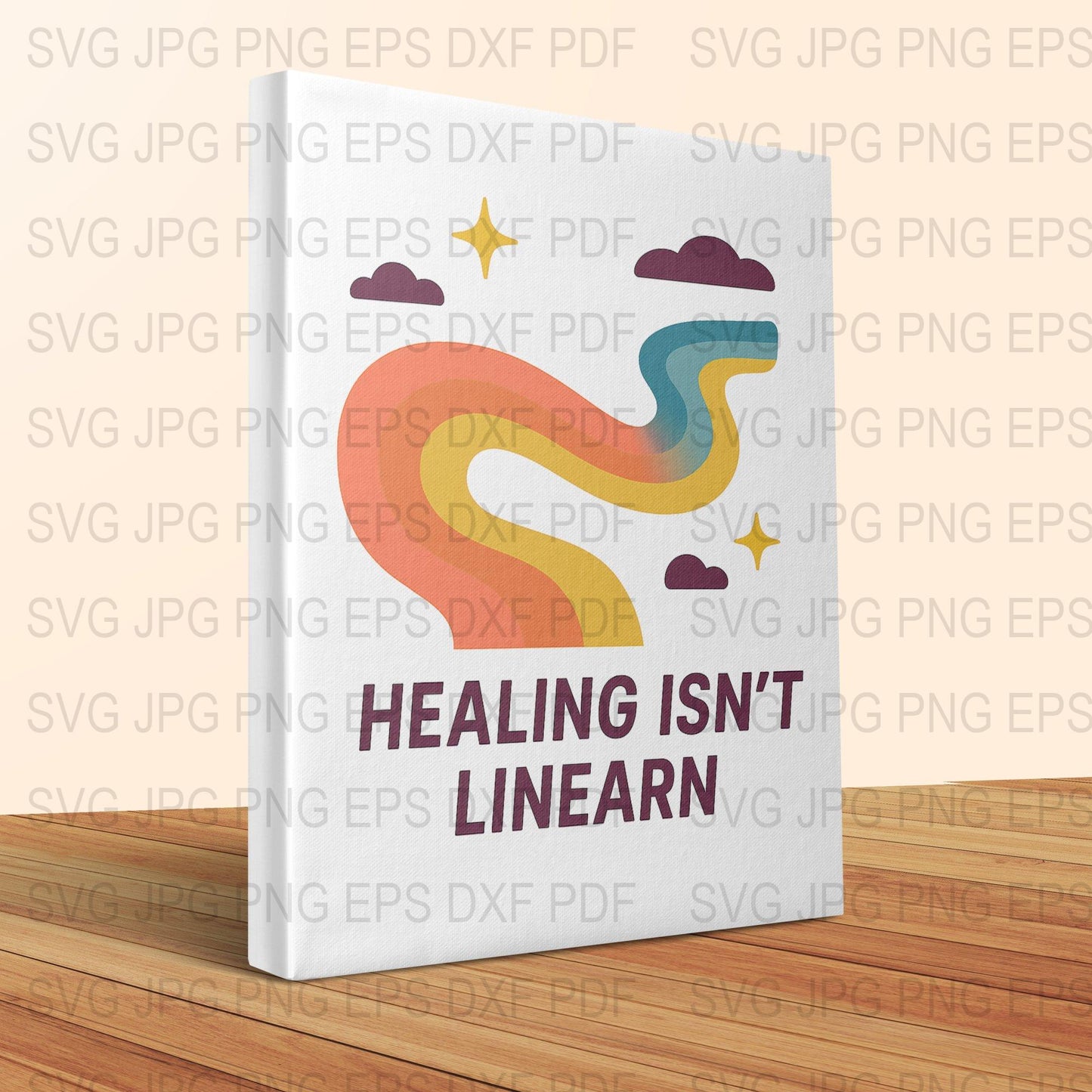 Healing Isn't Linear Inspirational Quote Canvas Art, Modern Home Decor, Colorful Wall Print, Motivational Poster, Wellness Gift Idea