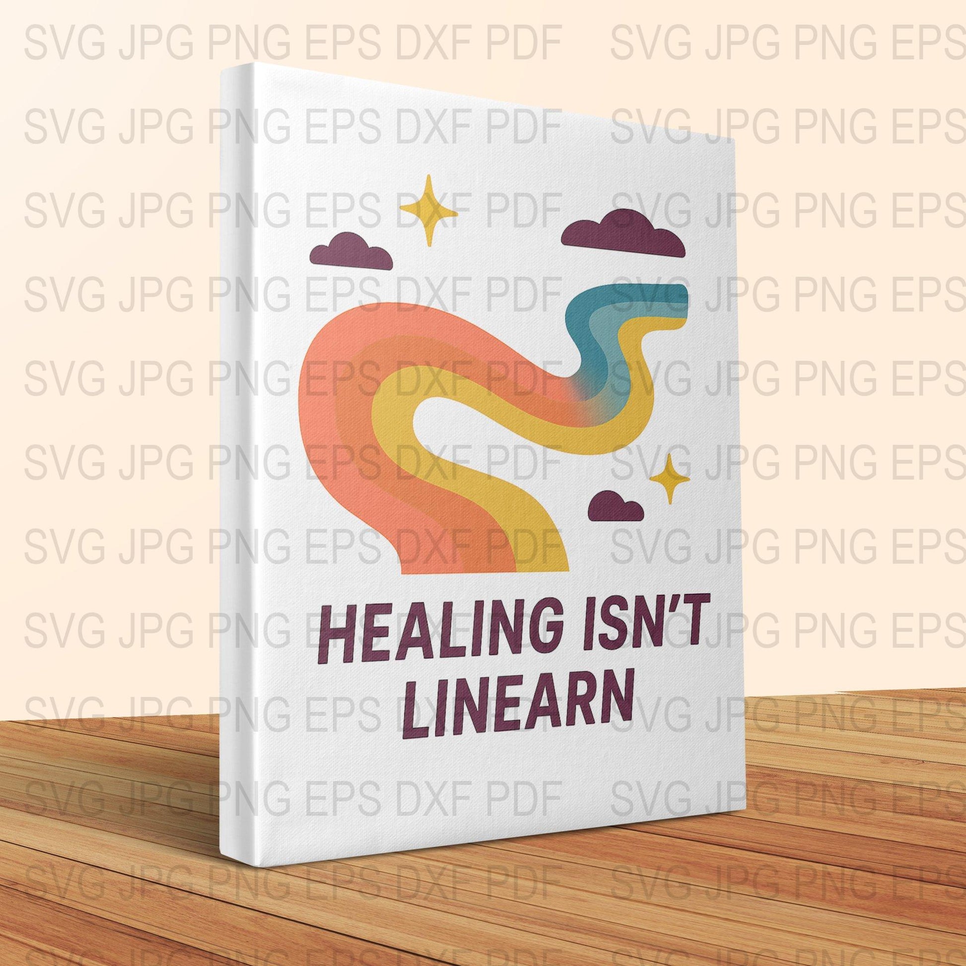 Healing Isn't Linear Inspirational Quote Canvas Art, Modern Home Decor, Colorful Wall Print, Motivational Poster, Wellness Gift Idea